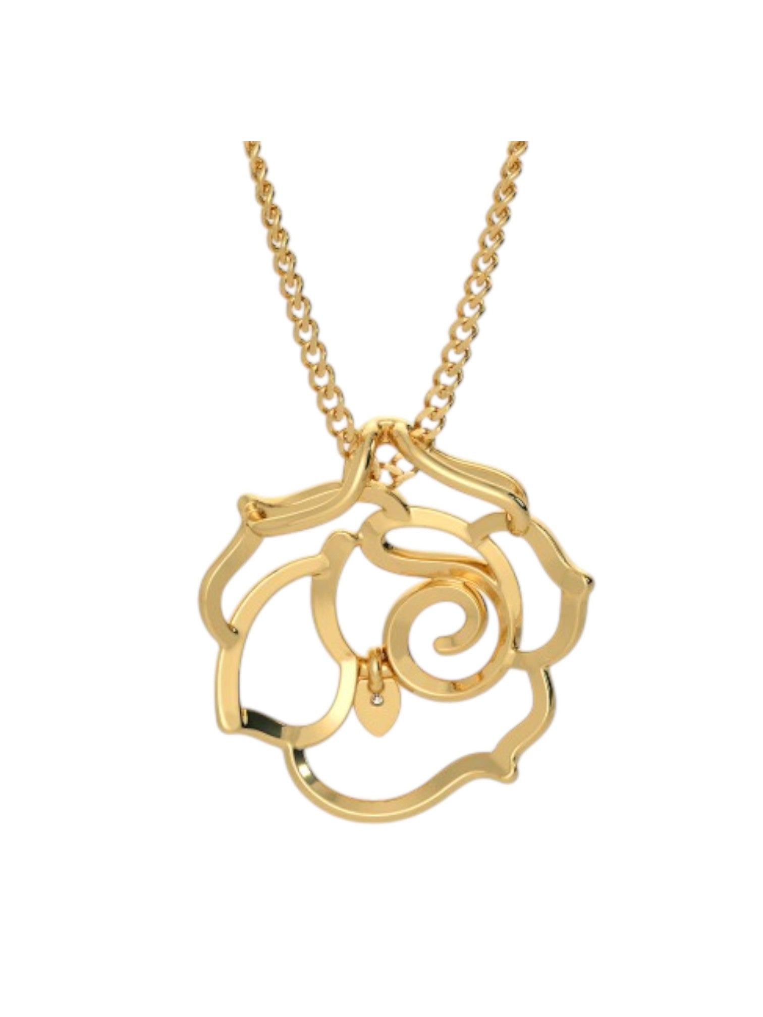 925 Sterling Silver Elegant Design CZ Stones Gold Plated Pendant With Chain For Women By Kesardeep