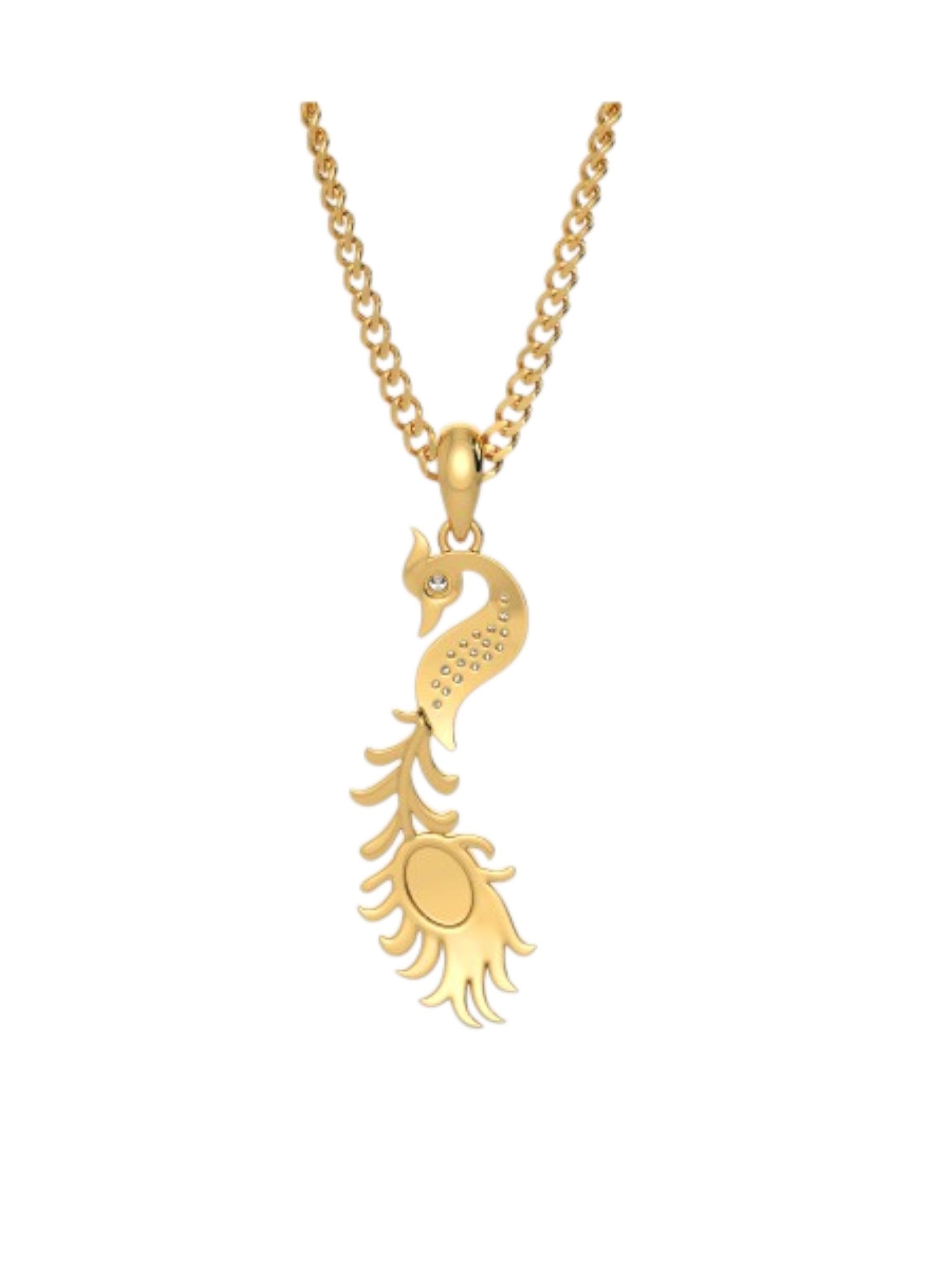 925 Sterling Silver Elegant Bird Design CZ Stones Gold Plated Pendant With Chain For Women By Kesardeep