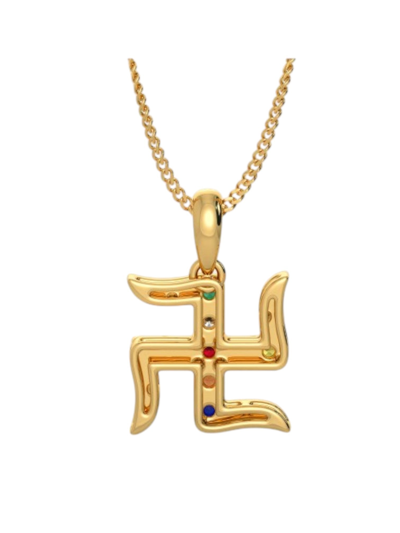 925 Sterling Silver Elegant Design CZ Stones Gold Plated Pendant With Chain For Women By Kesardeep