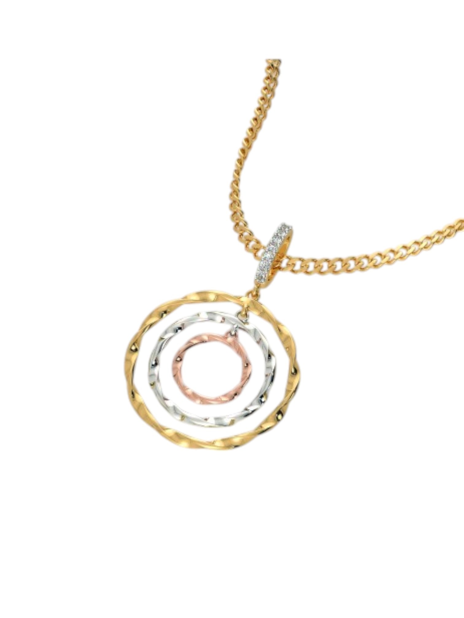 925 Sterling Silver Elegant Design CZ Stones Gold Plated Pendant With Chain For Women By Kesardeep