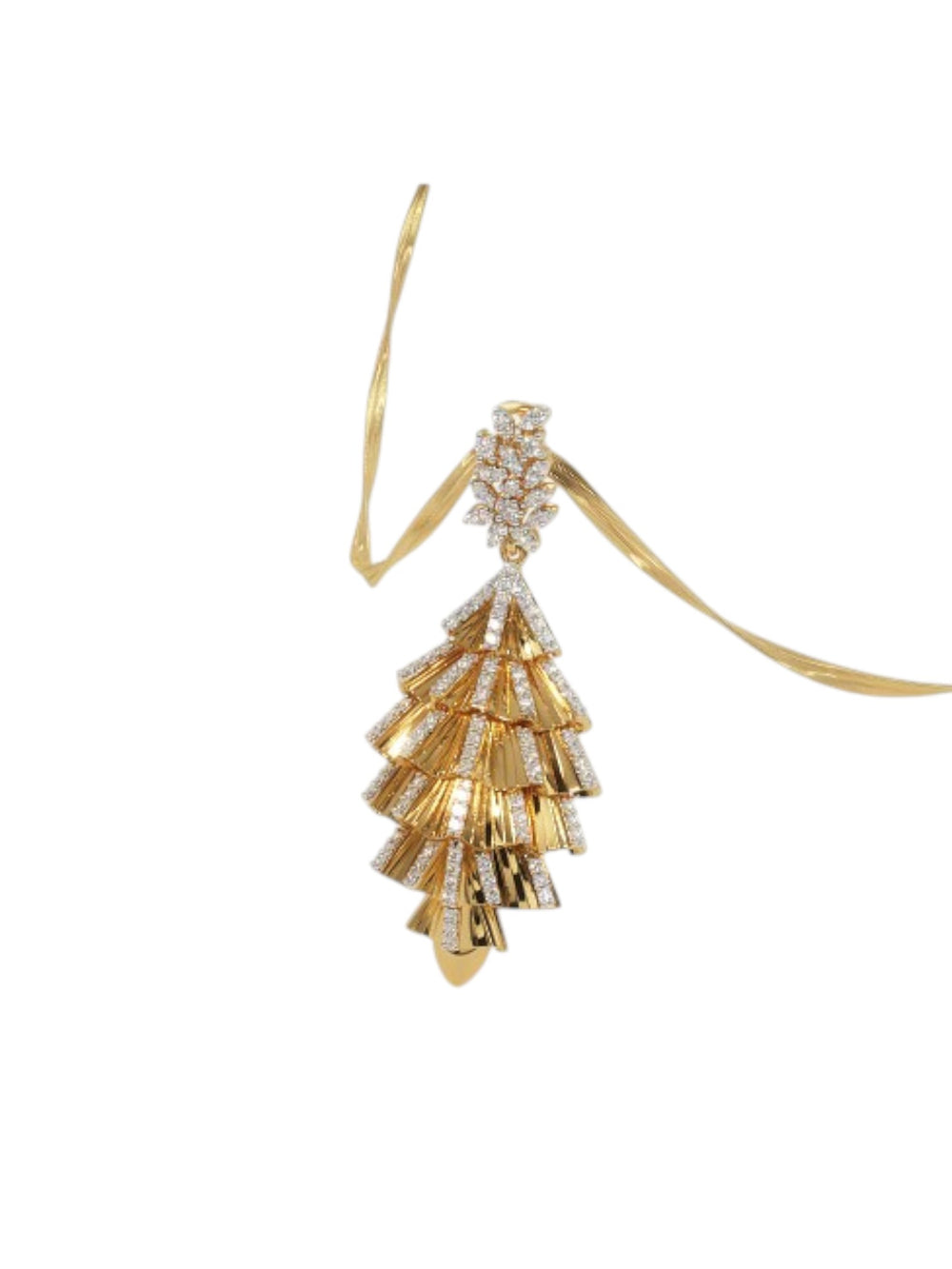 925 Sterling Silver Elegant Design CZ Stones Gold Plated Pendant With Chain For Women By Kesardeep