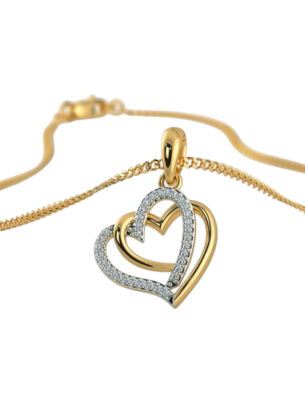 925 Sterling Silver Elegant Design CZ Stones Gold Plated Pendant With Chain For Women By Kesardeep