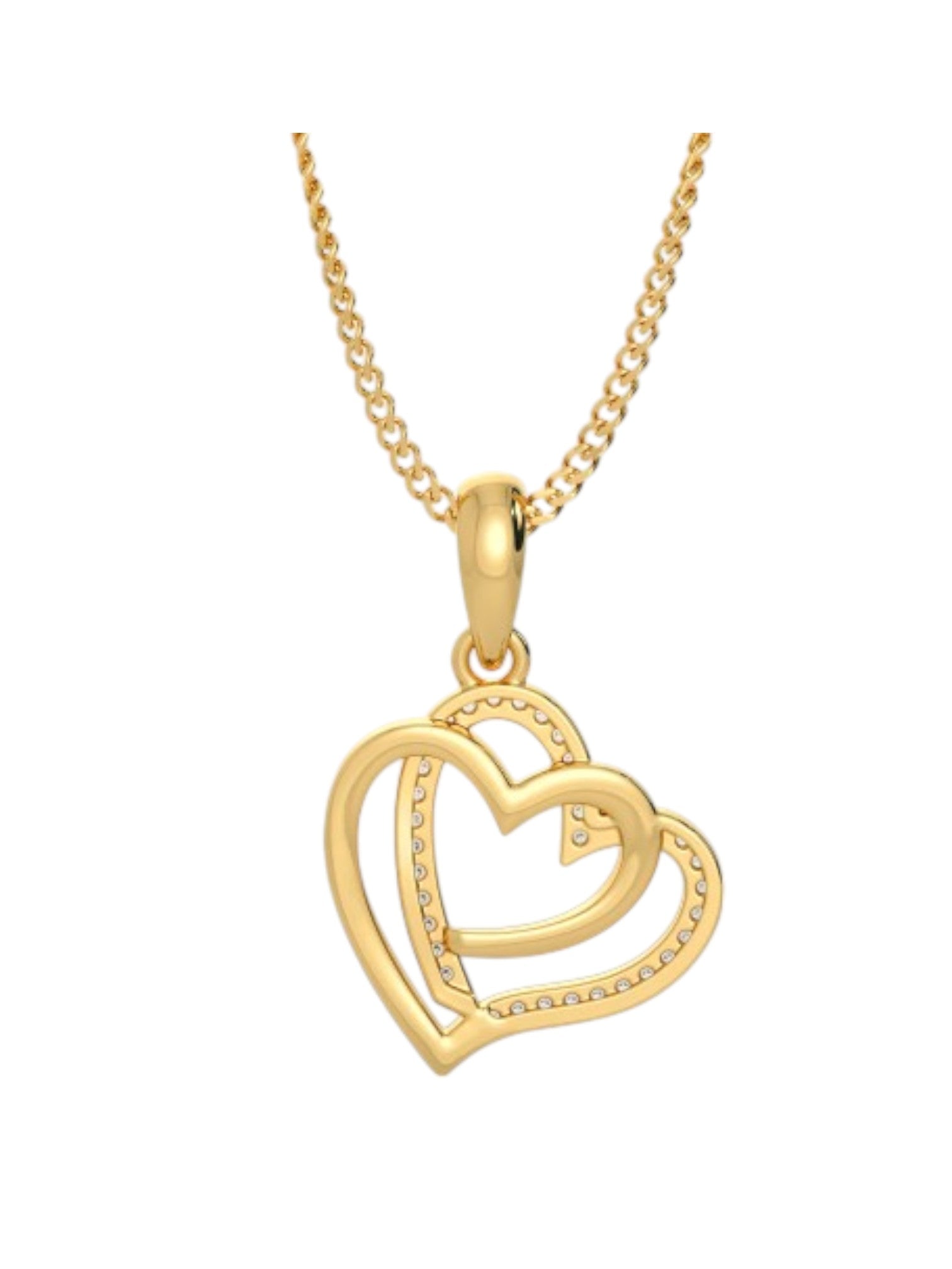 925 Sterling Silver Elegant Design CZ Stones Gold Plated Pendant With Chain For Women By Kesardeep