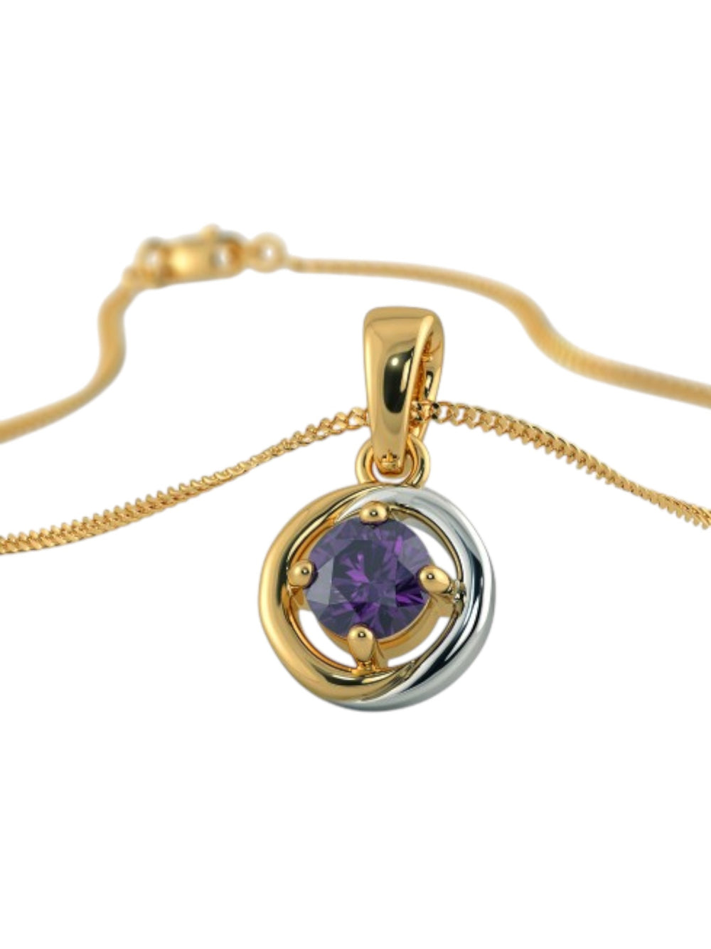 925 Sterling Silver Elegant Design CZ Stones Gold Plated Pendant With Chain For Women By Kesardeep