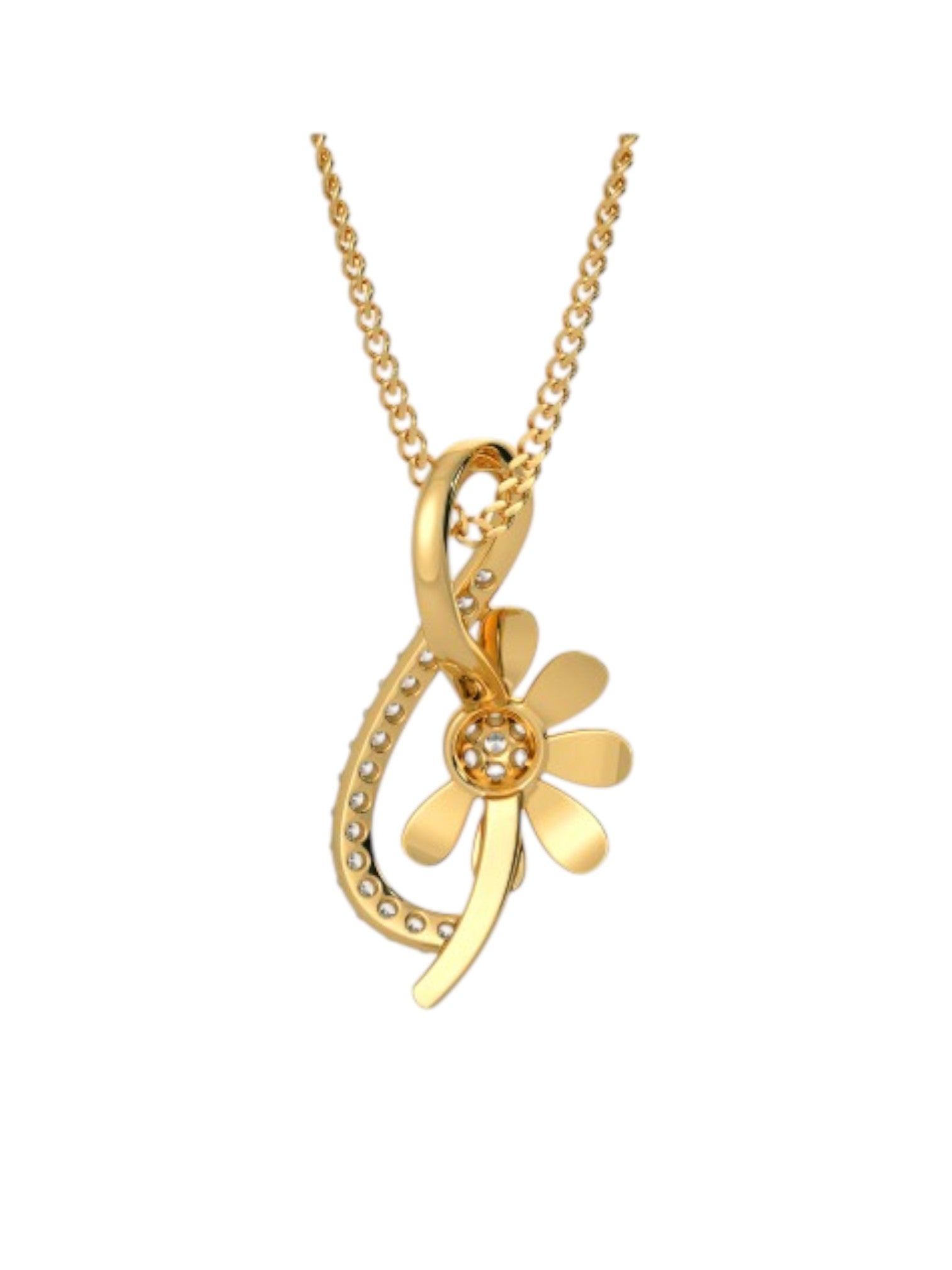 925 Sterling Silver Elegant Design CZ Stones Gold Plated Pendant With Chain For Women By Kesardeep