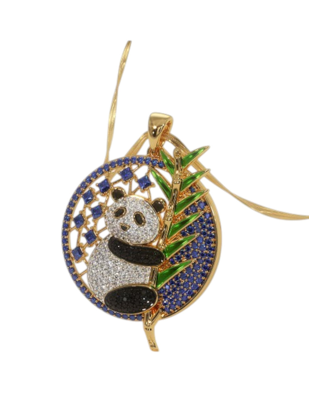 925 Sterling Silver Elegant Panda Design CZ Stones Gold Plated Pendant With Chain For Women By Kesardeep