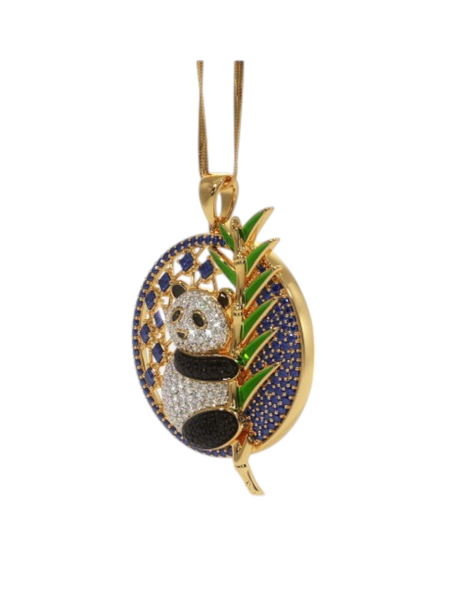 925 Sterling Silver Elegant Panda Design CZ Stones Gold Plated Pendant With Chain For Women By Kesardeep