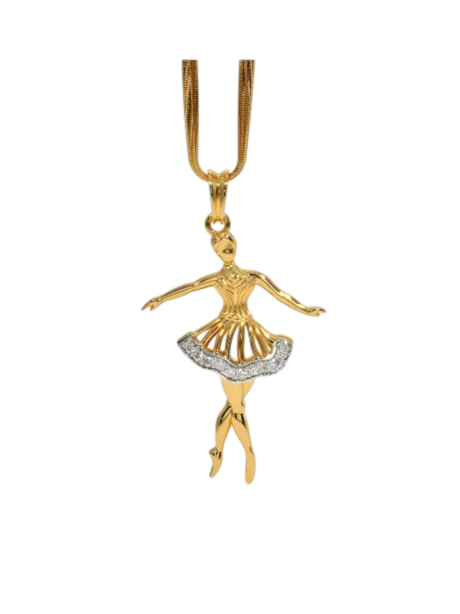 925 Sterling Silver Elegant Design CZ Stones Gold Plated Pendant With Chain For Women By Kesardeep