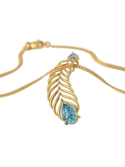 925 Sterling Silver Elegant Design CZ Stones Gold Plated Pendant With Chain For Women By Kesardeep