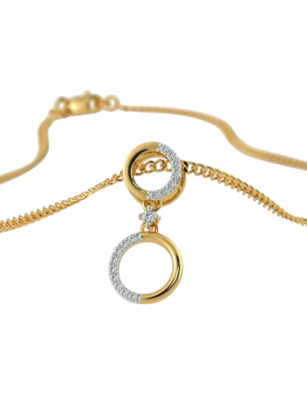 925 Sterling Silver Elegant Design CZ Stones Gold Plated Pendant With Chain For Women By Kesardeep