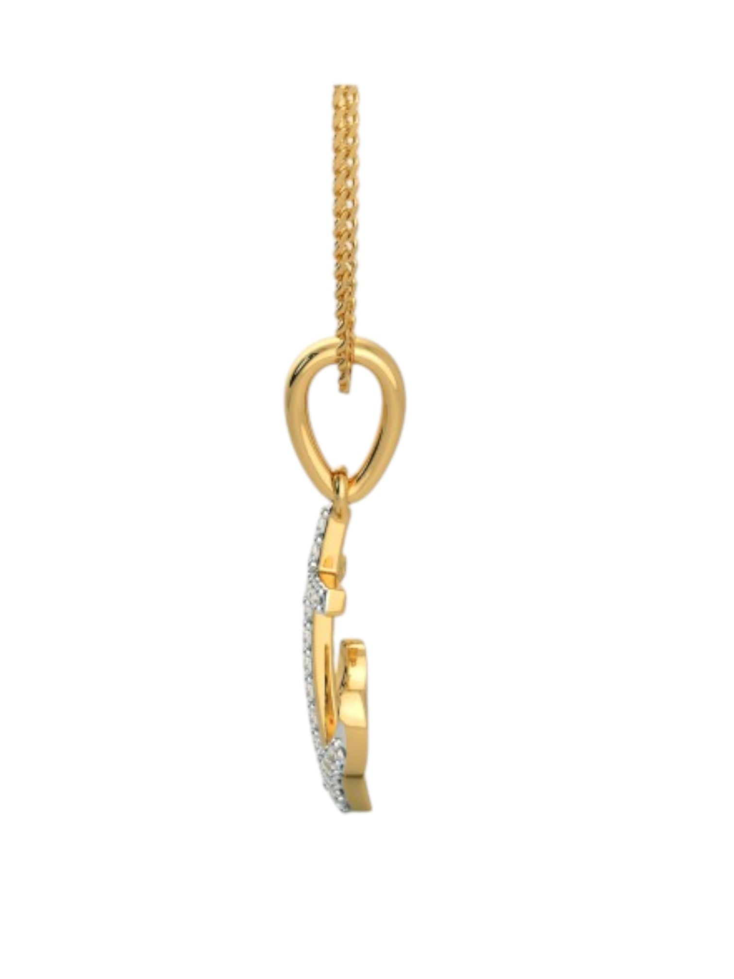 925 Sterling Silver Elegant Anchor Design CZ Stones Gold Plated Pendant With Chain For Women By Kesardeep