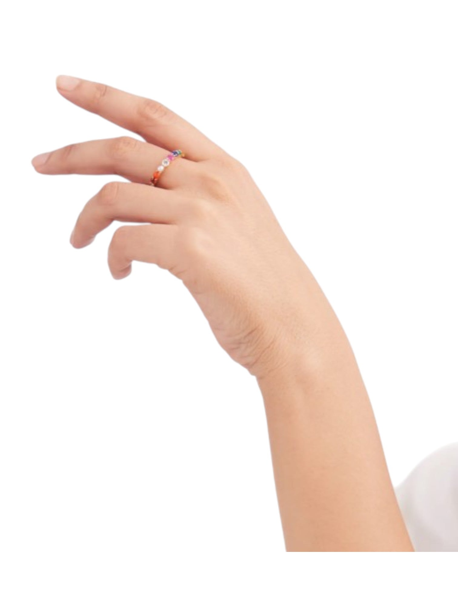 925 Sterling Silver Gold Plated Light Weight CZ Multiples Color Stone Ring For Women By Kesardeep