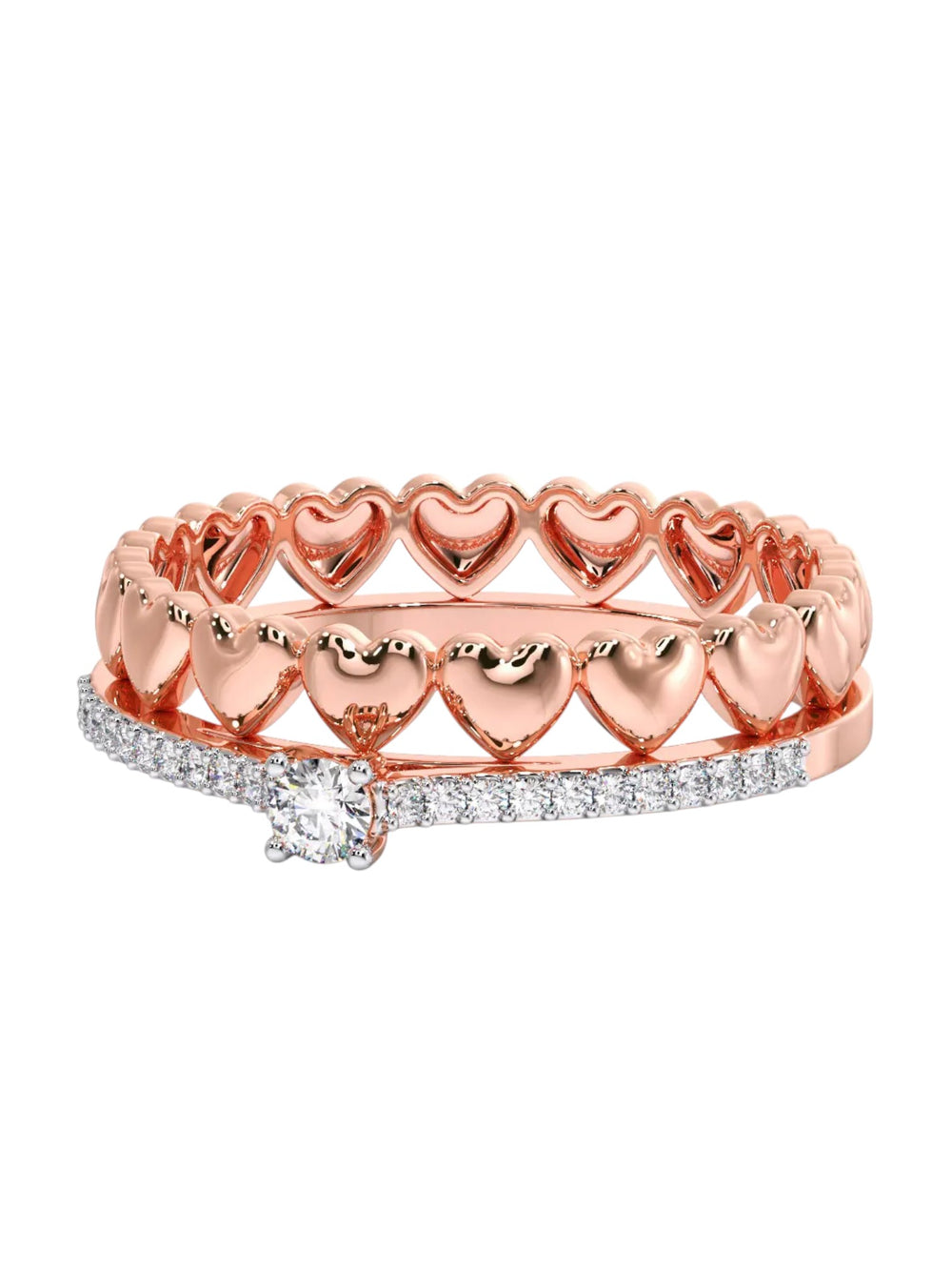 Sparklers Stackable Sterling Silver Rose Gold Plated CZ Stone Light Weight Ring For Women By Kesardeep Impex