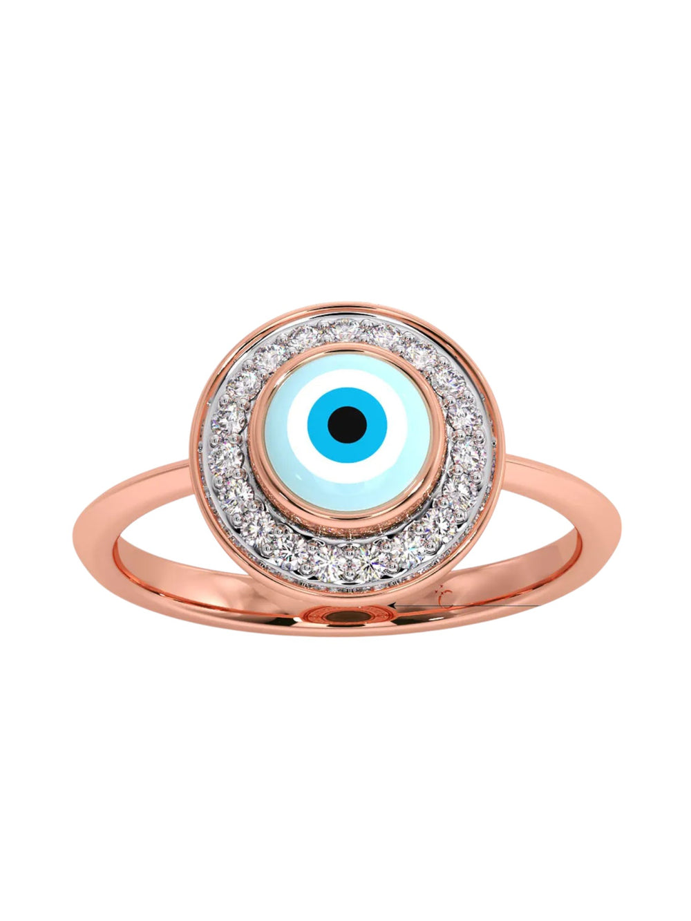 Evil Eye Sterling Silver Rose Gold Plated CZ Stone Light Weight Ring For Women By Kesardeep Impex