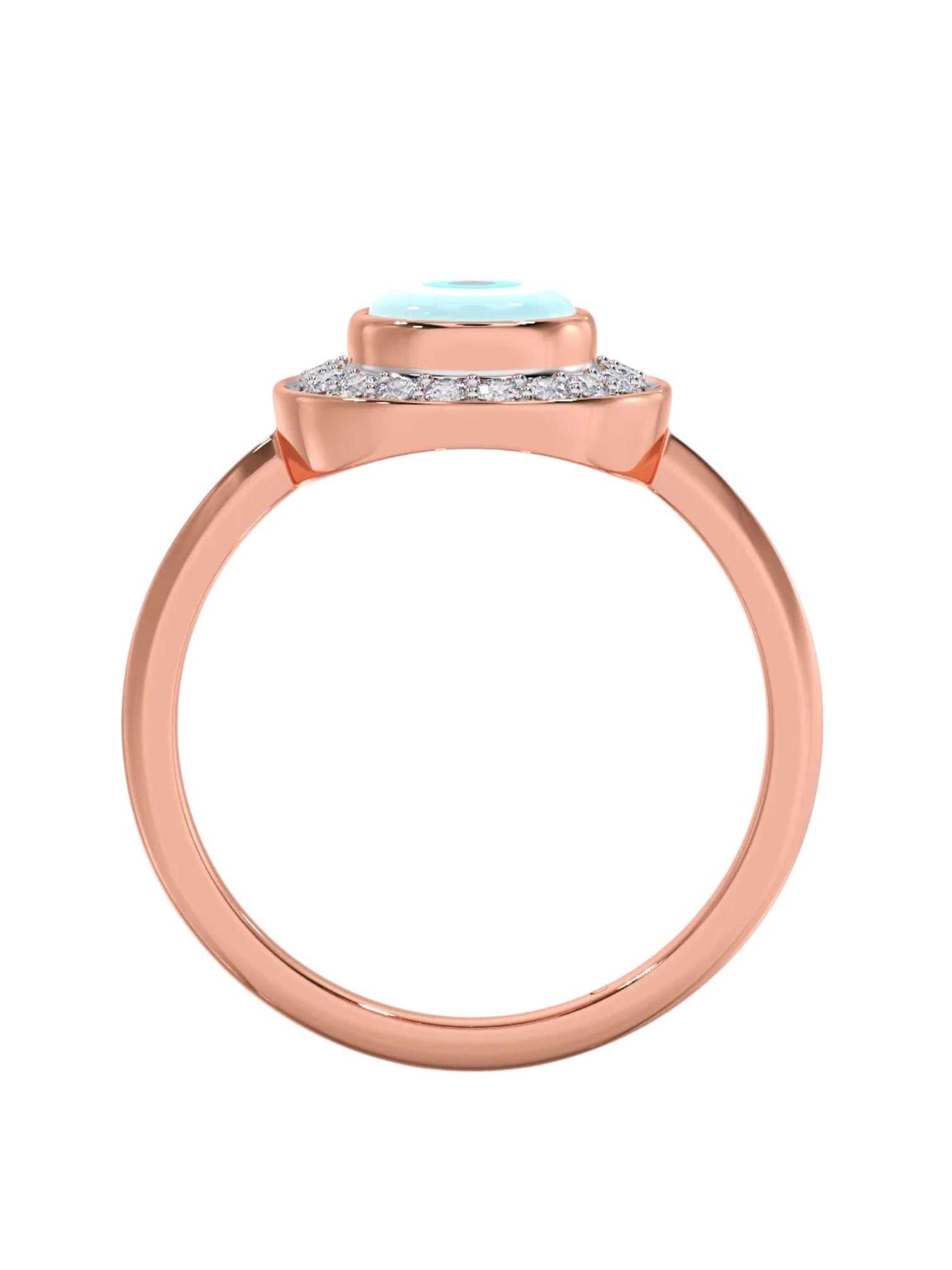 Evil Eye Sterling Silver Rose Gold Plated CZ Stone Light Weight Ring For Women By Kesardeep Impex