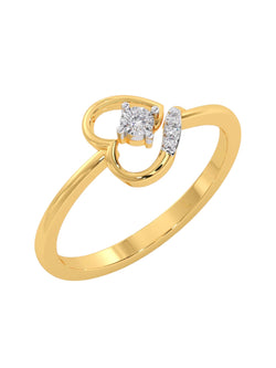 Heart Shaped 925 Sterling Silver Gold Plated CZ Stone Light Weight Ring For Women By Kesardeep Impex