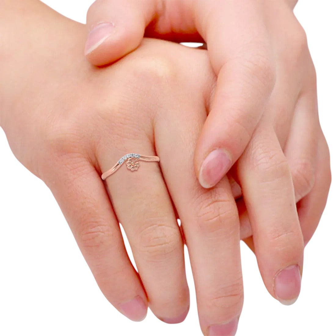 925 Sterling Silver Rose Gold Plated CZ Stone Light Weight Ring For Women By Kesardeep