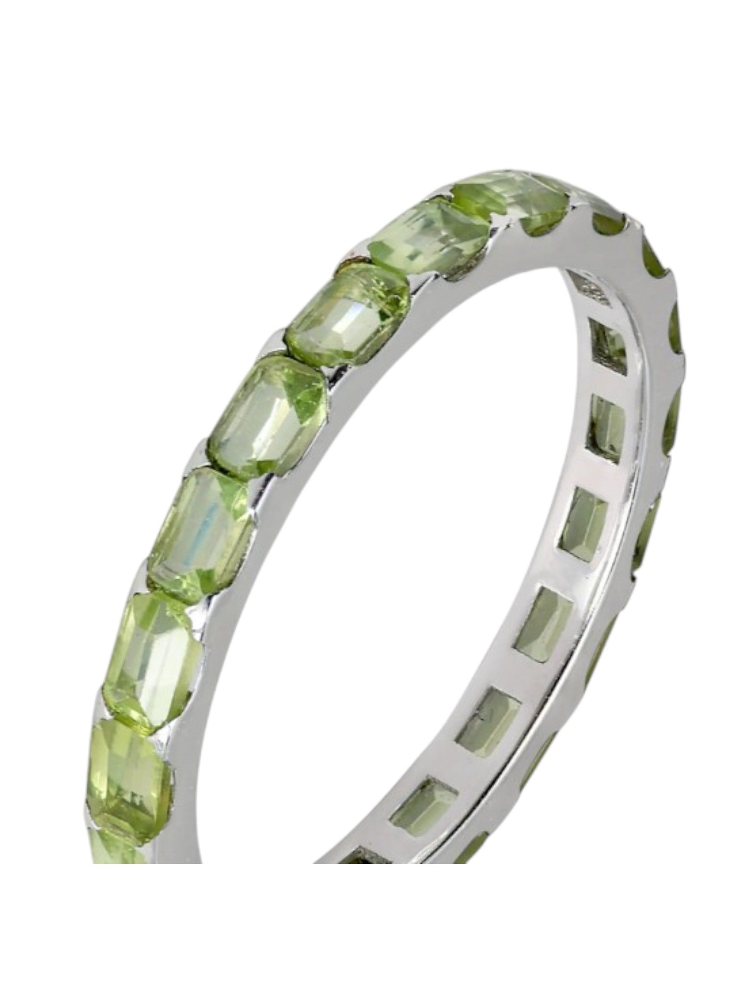 Green Gremlin Stackable 925 Sterling Silver CZ Stone Light Weight Ring For Women By Kesardeep