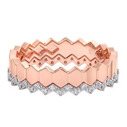 Stackable Ring Band Sterling Silver Rose Gold Plated CZ Stone Light Weight Ring For Women By Kesardeep Impex