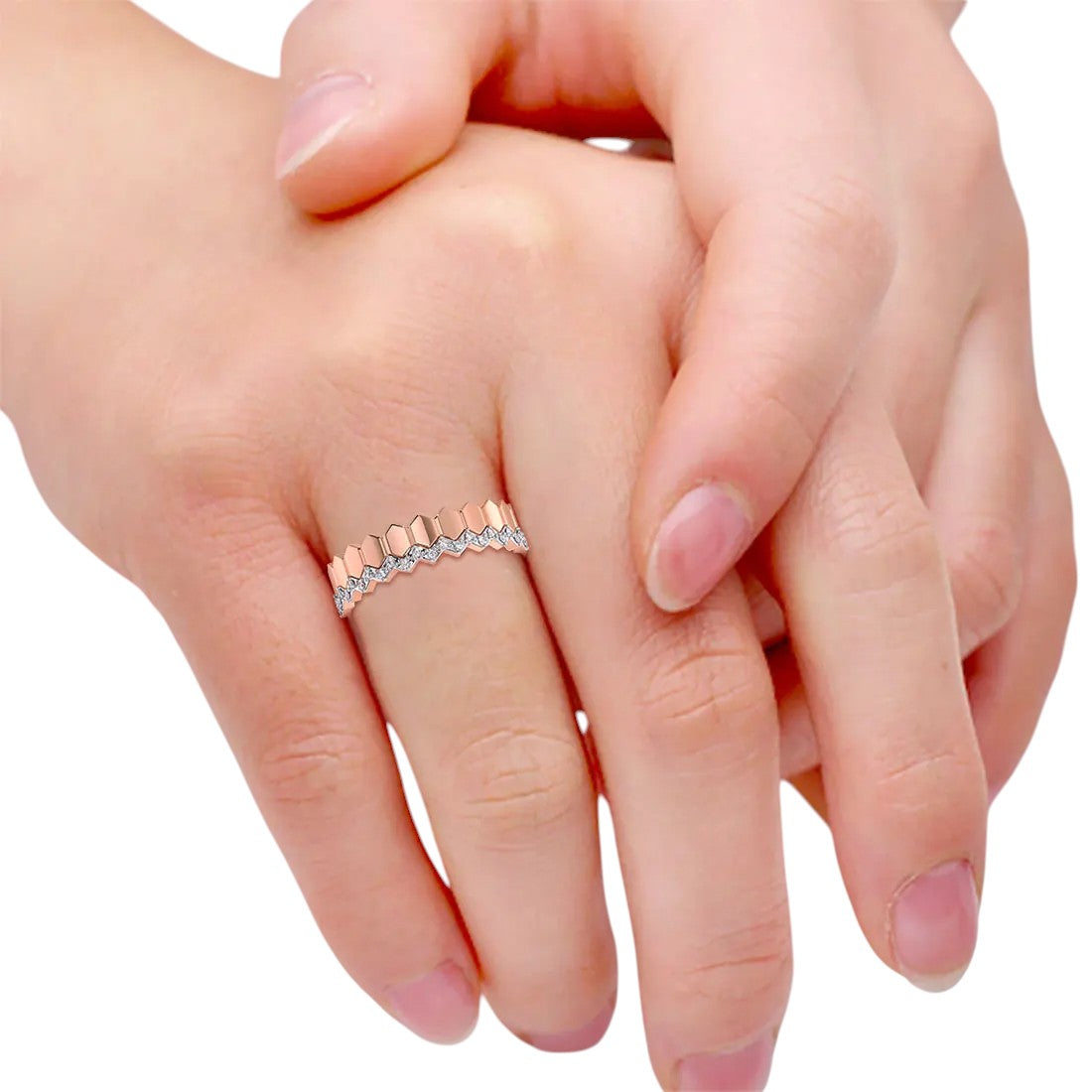 Stackable Ring Band Sterling Silver Rose Gold Plated CZ Stone Light Weight Ring For Women By Kesardeep Impex