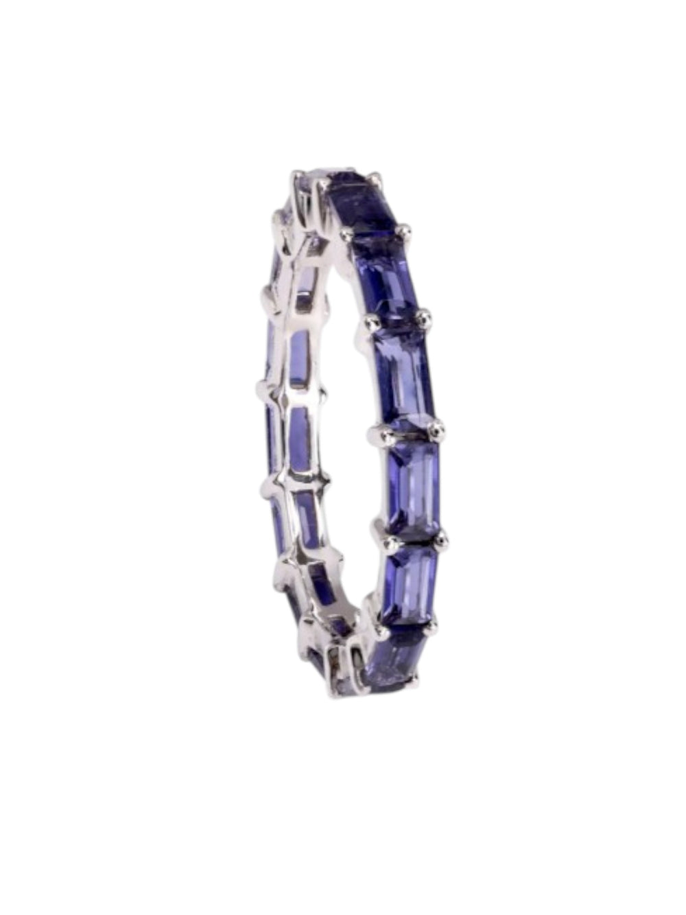 Blue Stackable Sterling Silver CZ Stone Light Weight Band For Women By Kesardeep