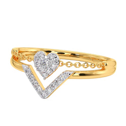 Cluster Heart 925 Sterling Silver Elegant Gold Plated CZ Stone Light Weight Ring For Women By Kesardeep