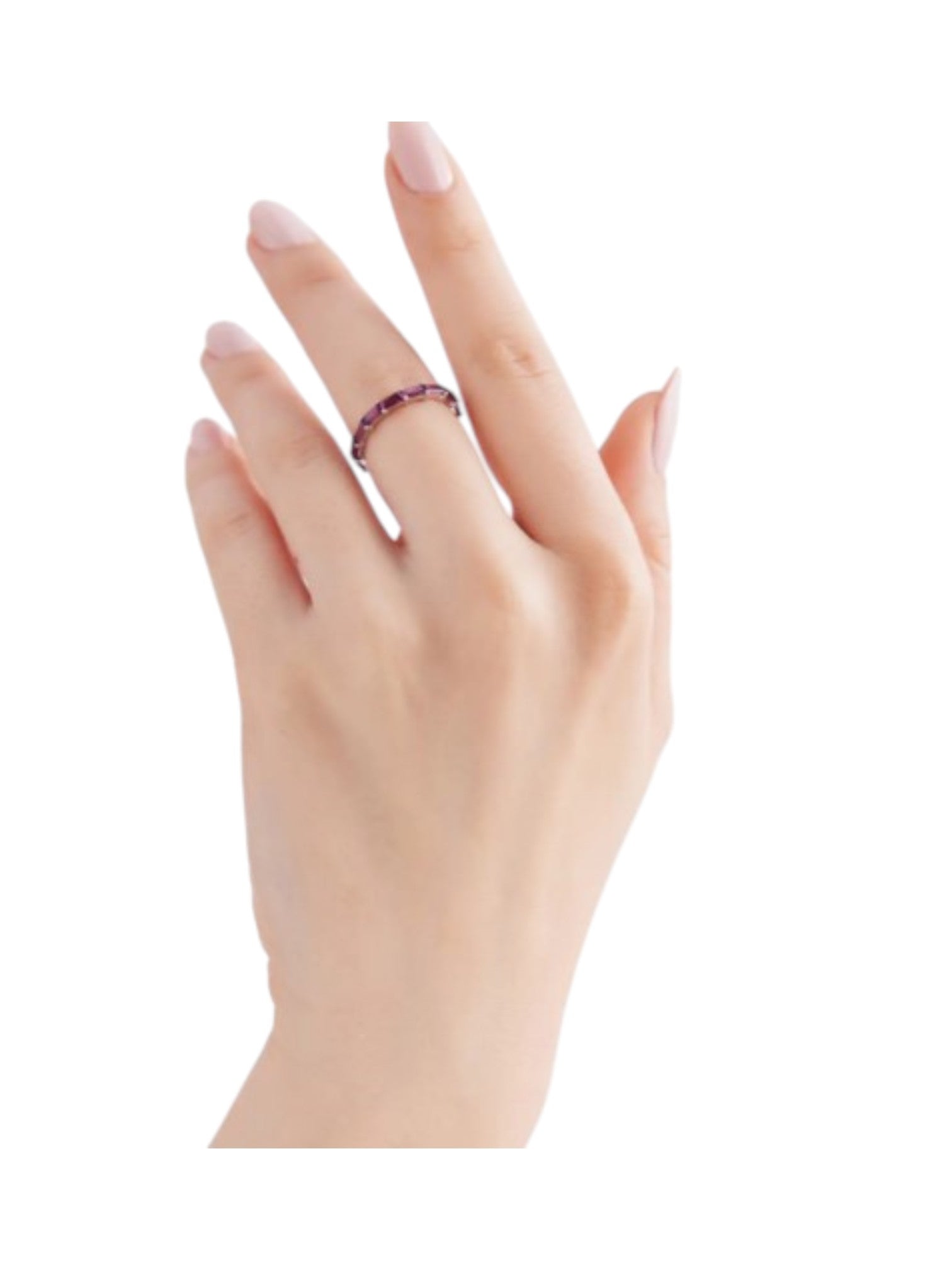 Purple Stackable Ring Sterling Silver Gold Plated CZ Stone Light Weight Band For Women By Kesardeep