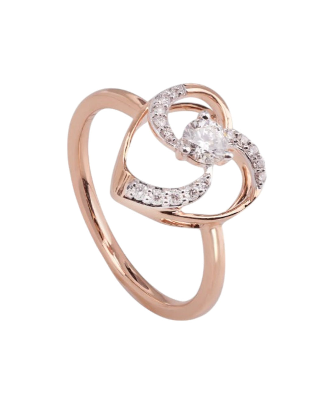 Heart 925 Sterling Silver Rose Gold Plated CZ Stone Light Weight Ring For Women By Kesardeep