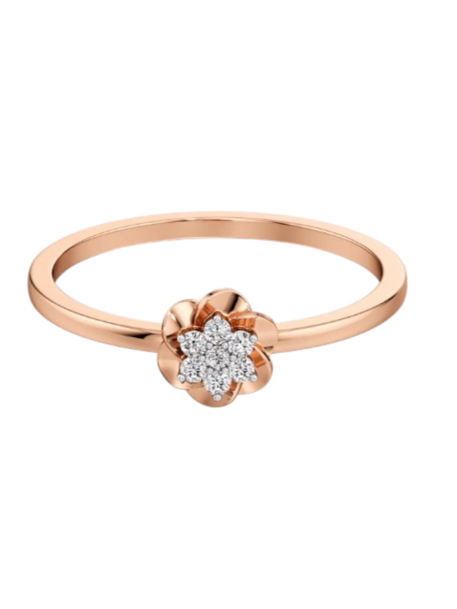 Floral 925 Sterling Silver Rose Gold Plated CZ Stone Light Weight Ring For Women By Kesardeep