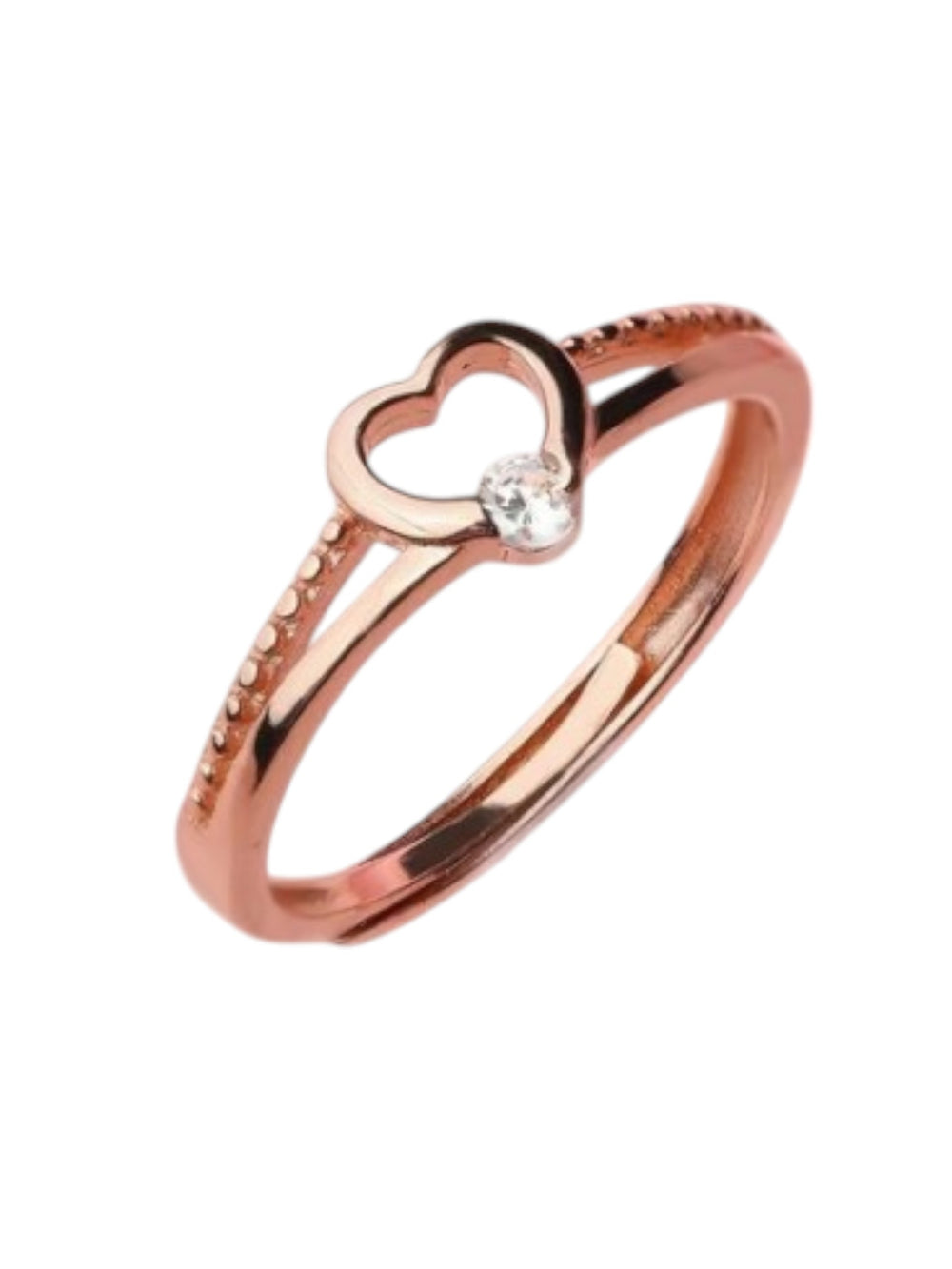 Heat Shaped 925 Sterling Silver Rose Gold Plated CZ Stone Light Weight Ring For Women By Kesardeep