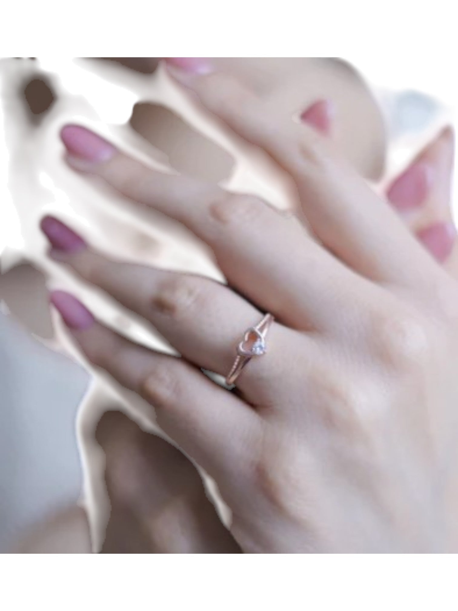 Heat Shaped 925 Sterling Silver Rose Gold Plated CZ Stone Light Weight Ring For Women By Kesardeep