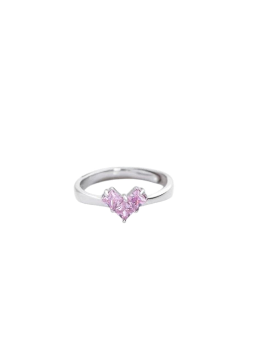 Heart Shaped Sterling Silver CZ Stone Light Weight Casual Wear Ring For Women By Kesardeep Impex