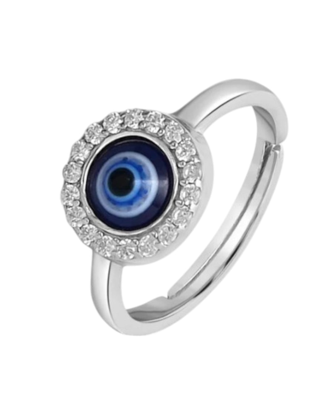 Evil Eye Sterling Silver CZ Stone Light Weight Ring For Women By Kesardeep Impex