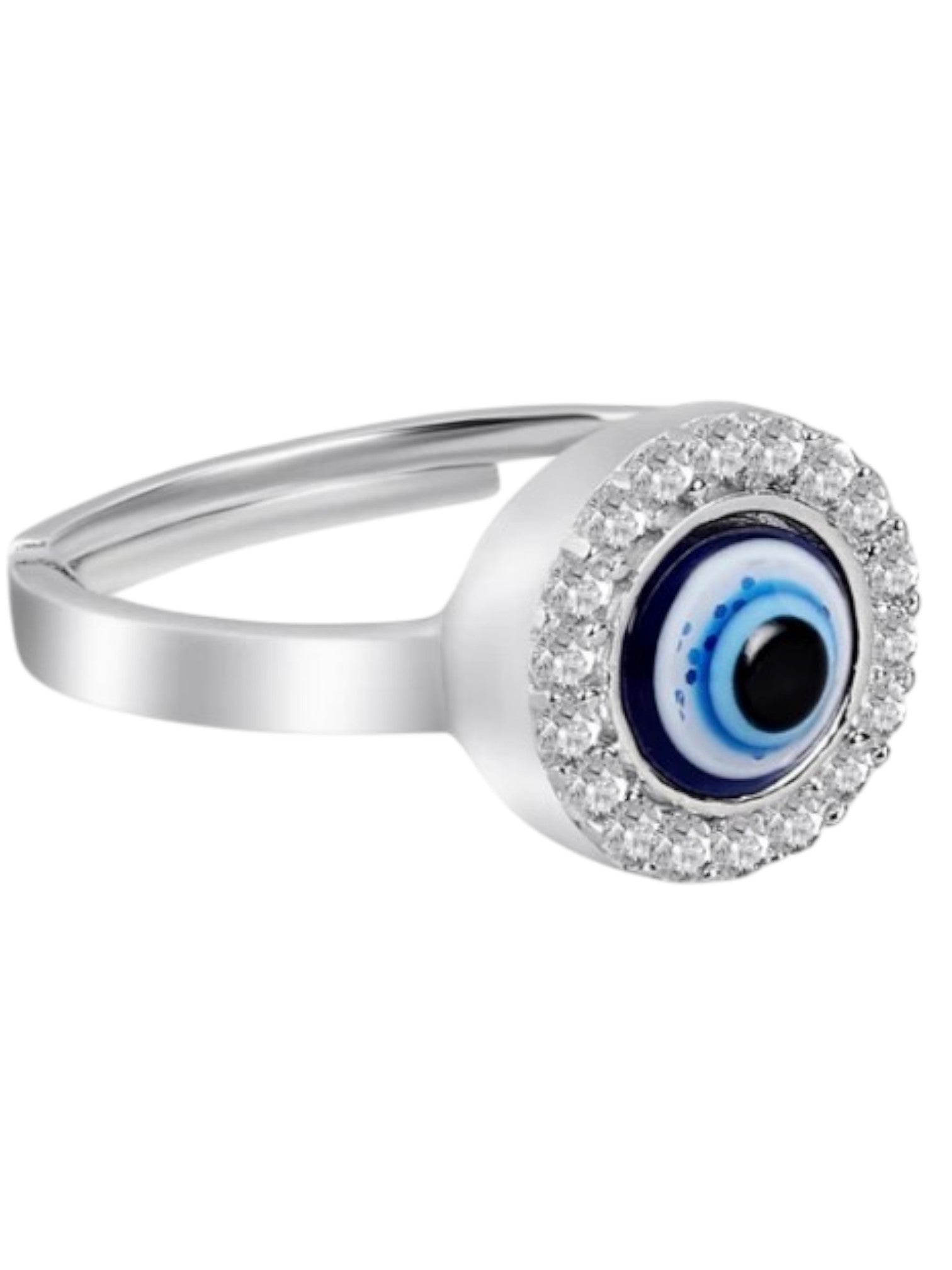 Evil Eye Sterling Silver CZ Stone Light Weight Ring For Women By Kesardeep Impex