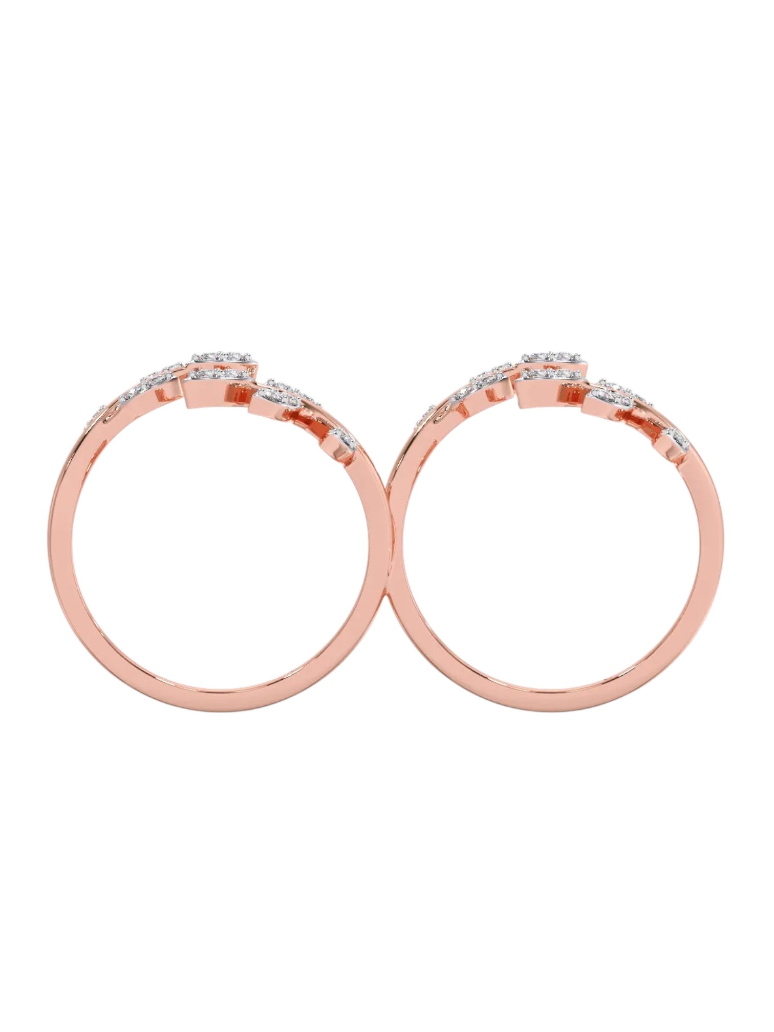 Spring Embrace Two Finger Sterling Silver Rose Gold Plated CZ Stone Light Weight Ring For Women By Kesardeep Impex