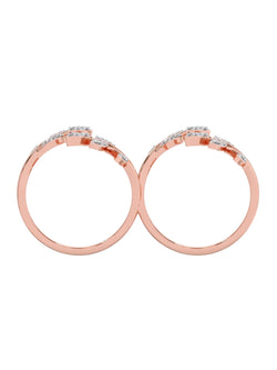 Spring Embrace Two Finger Sterling Silver Rose Gold Plated CZ Stone Light Weight Ring For Women By Kesardeep Impex