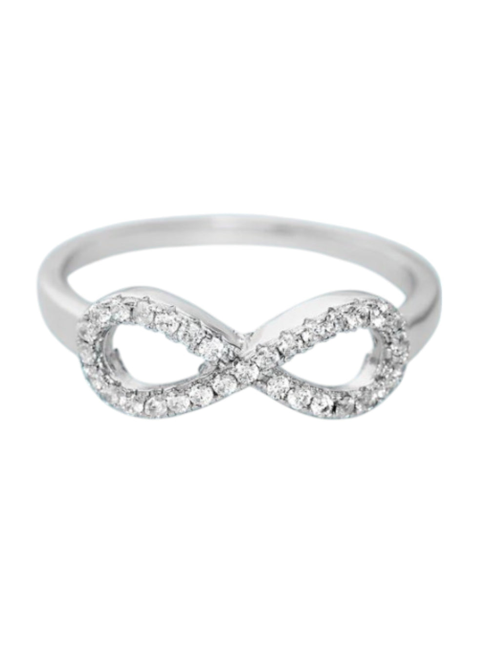 Infinity Rhodium Plated 925 Sterling Silver CZ Stone Light Weight Ring For Women By Kesardeep
