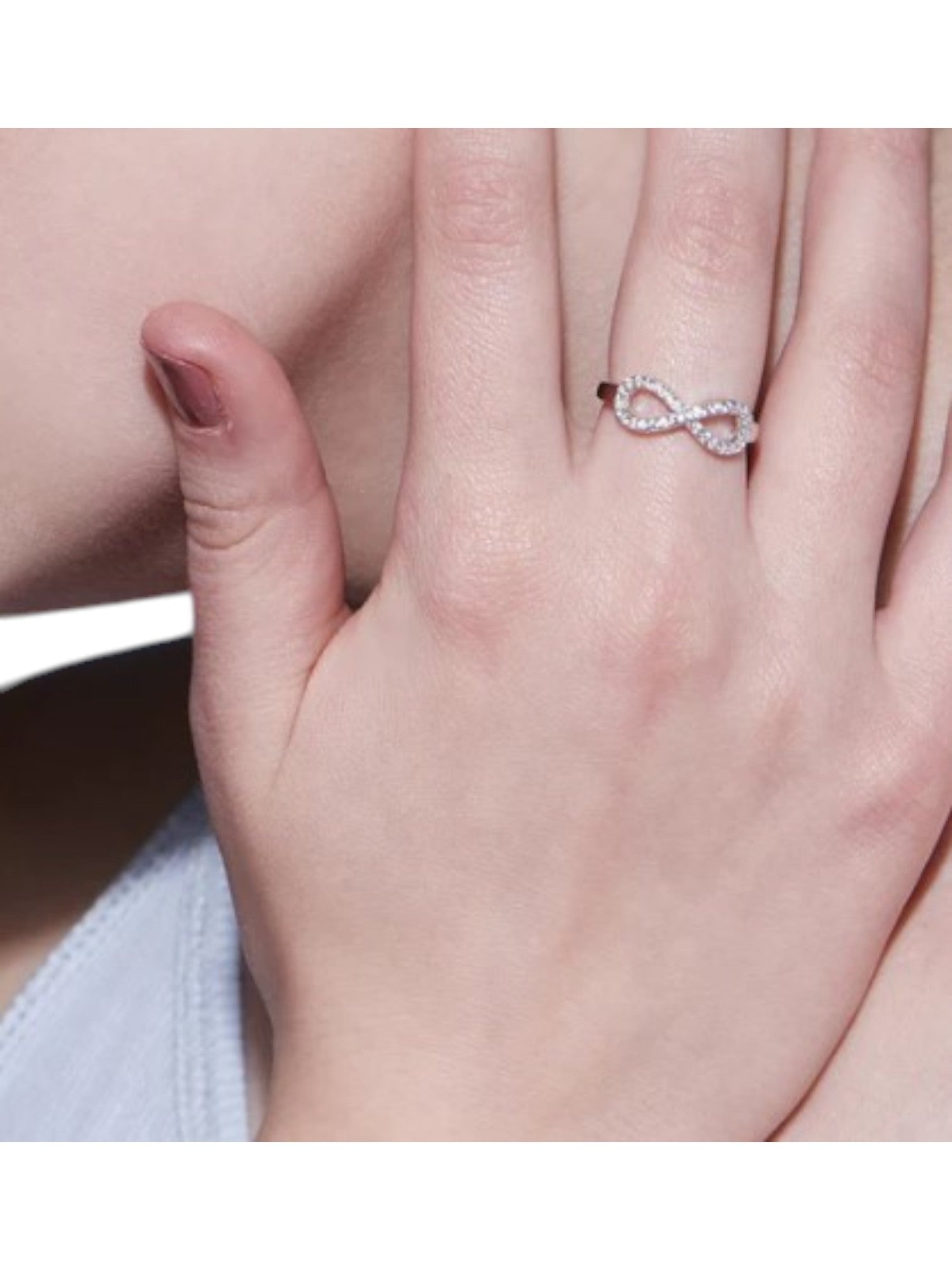 Infinity Rhodium Plated 925 Sterling Silver CZ Stone Light Weight Ring For Women By Kesardeep