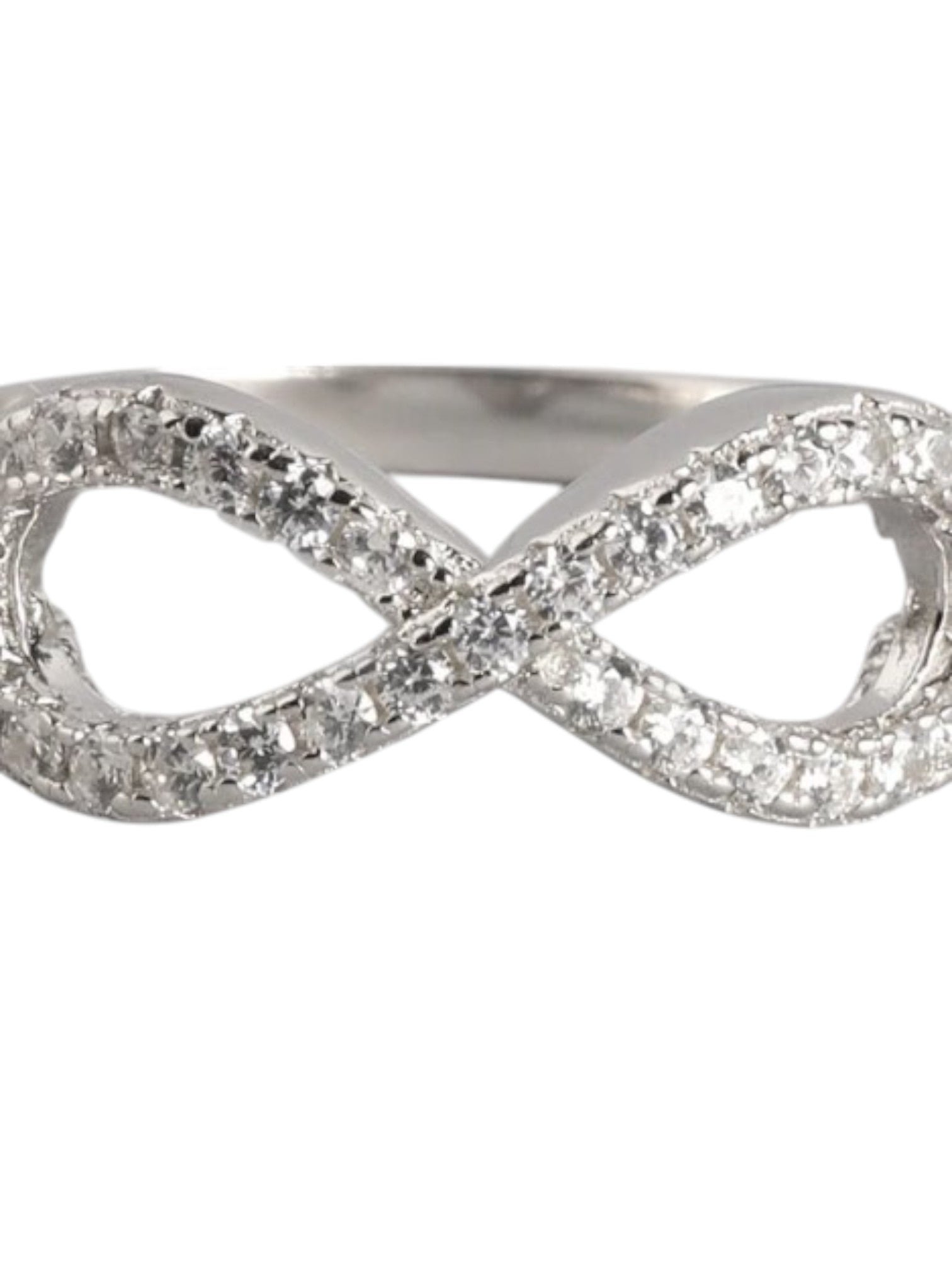 Infinity Rhodium Plated 925 Sterling Silver CZ Stone Light Weight Ring For Women By Kesardeep