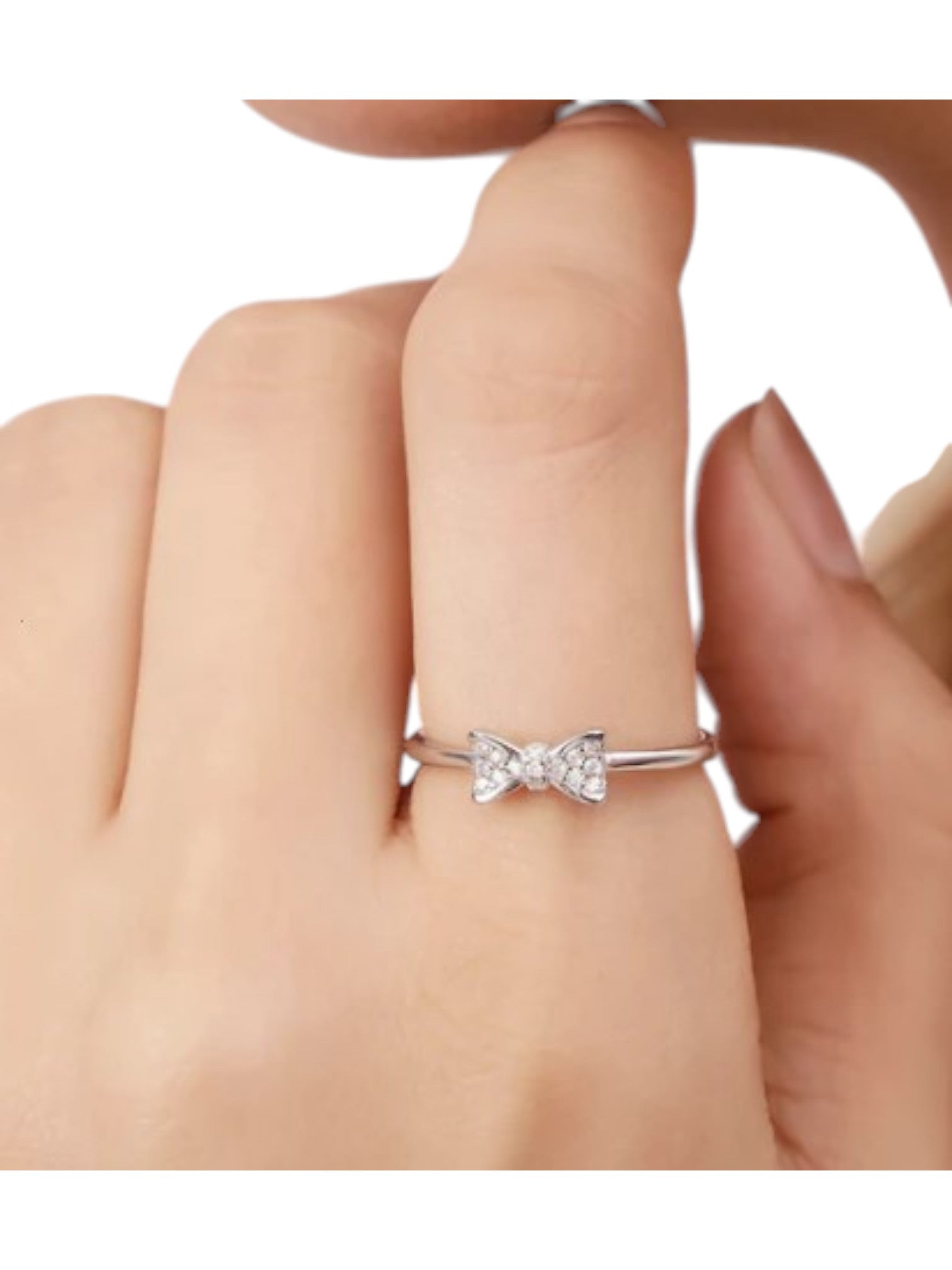 925 Sterling Silver Bow CZ Stone Light Weight Ring For Women By Kesardeep Impex