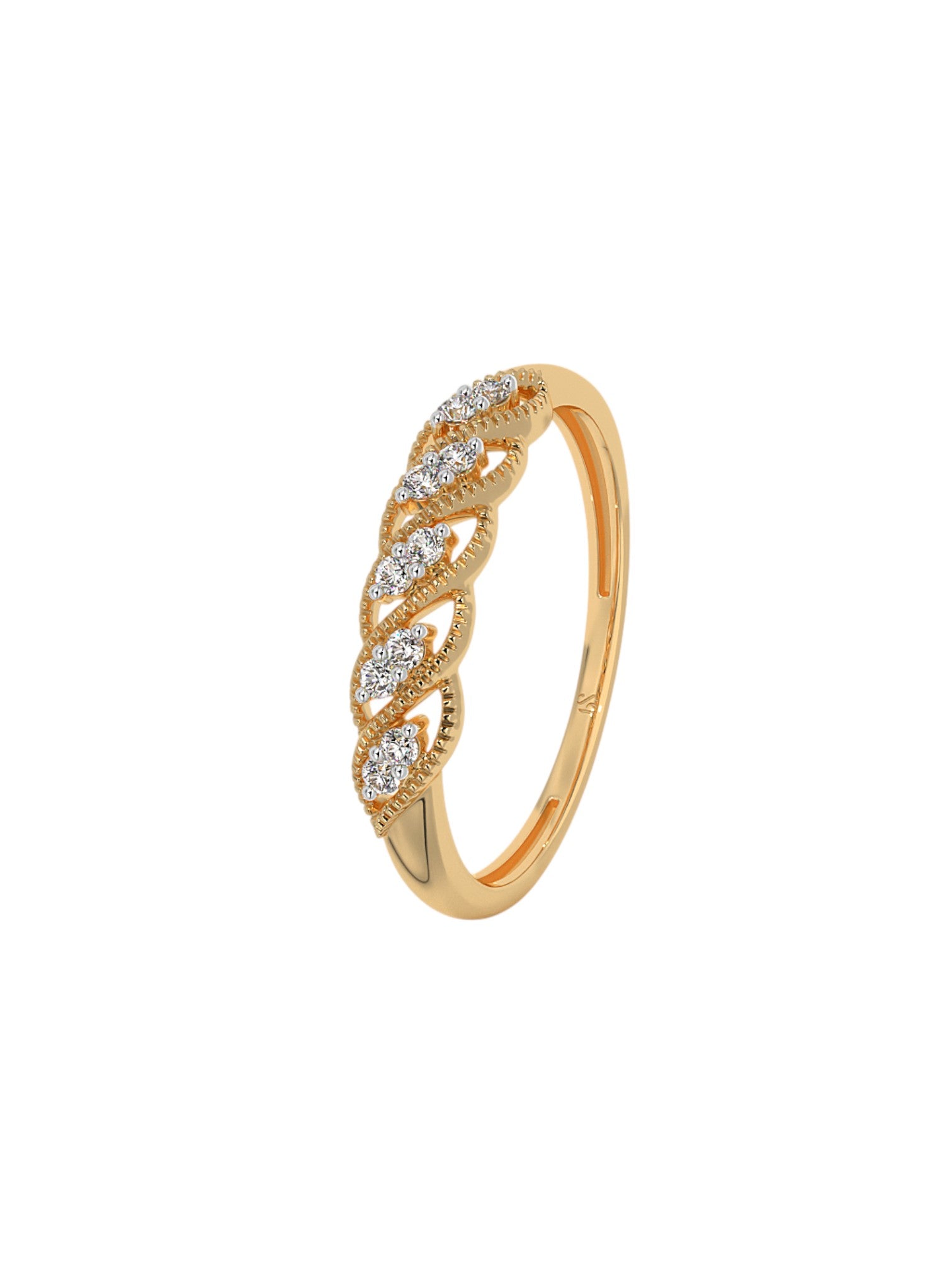925 Sterling Silver Gold Plated CZ Stone Light Weight Wedding Band For Women By Kesardeep Impex