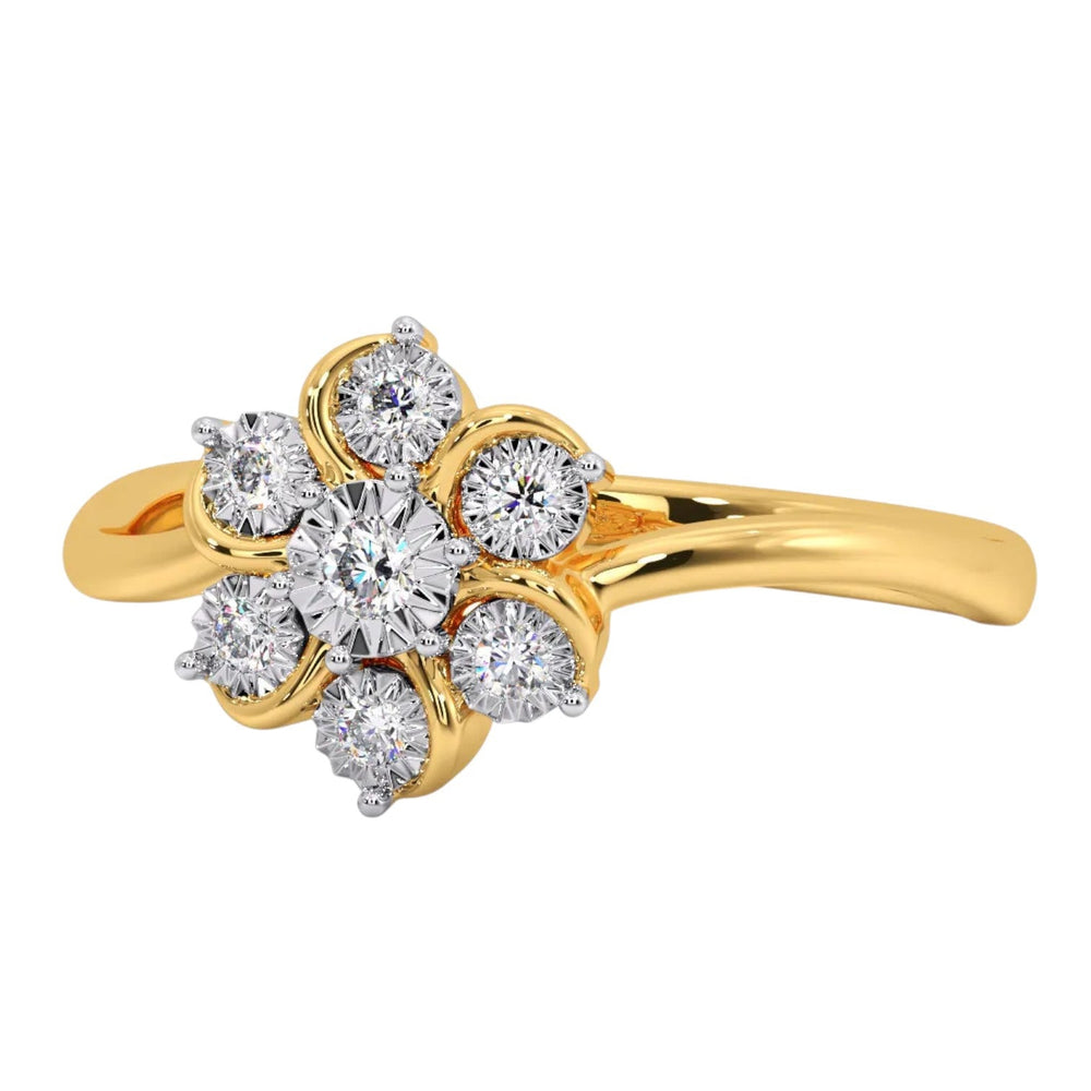 925 Sterling Silver Gold Plated CZ Stone Light Weight Floral Ring For Women By Kesardeep Impex