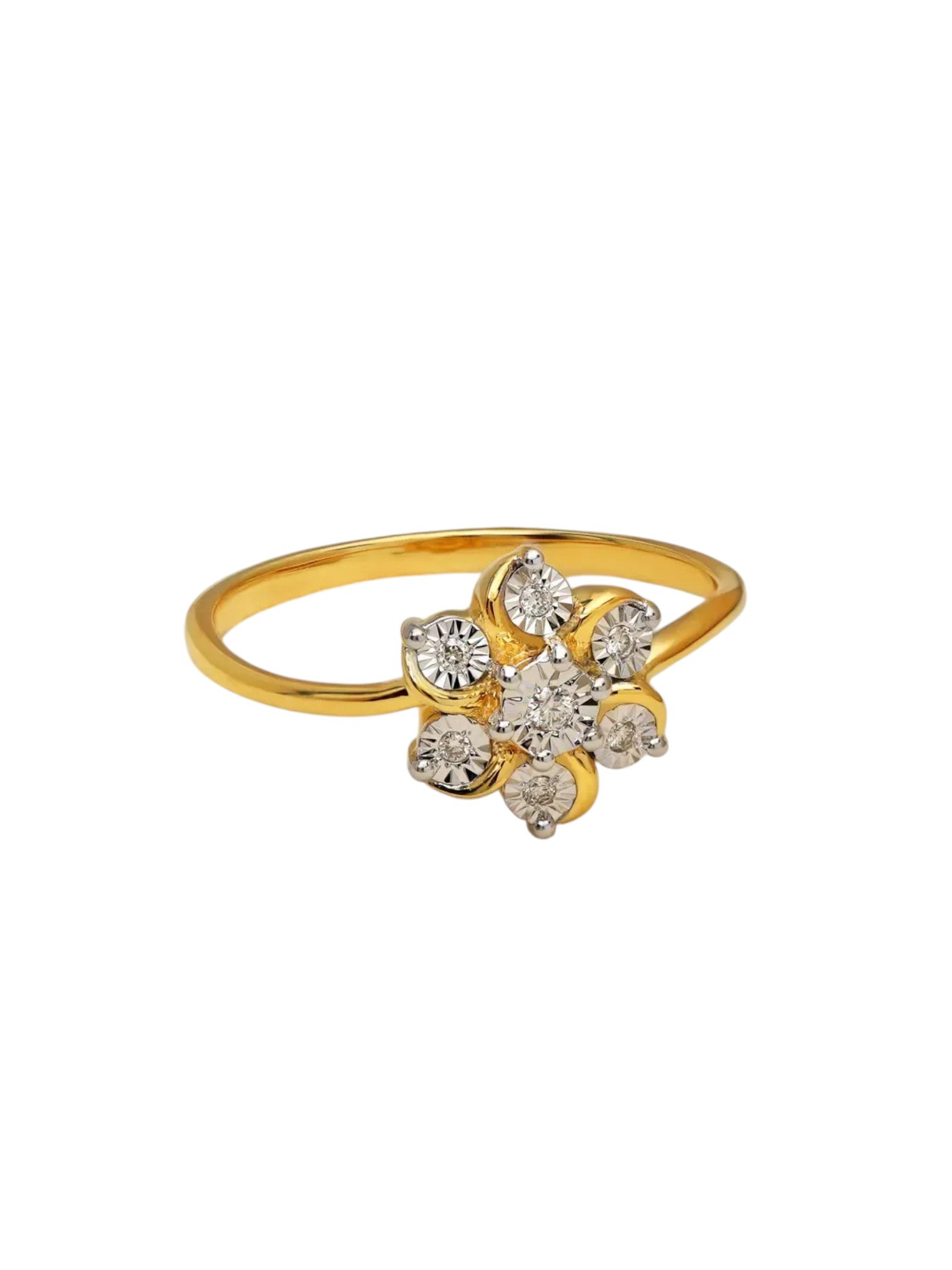925 Sterling Silver Gold Plated CZ Stone Light Weight Floral Ring For Women By Kesardeep Impex
