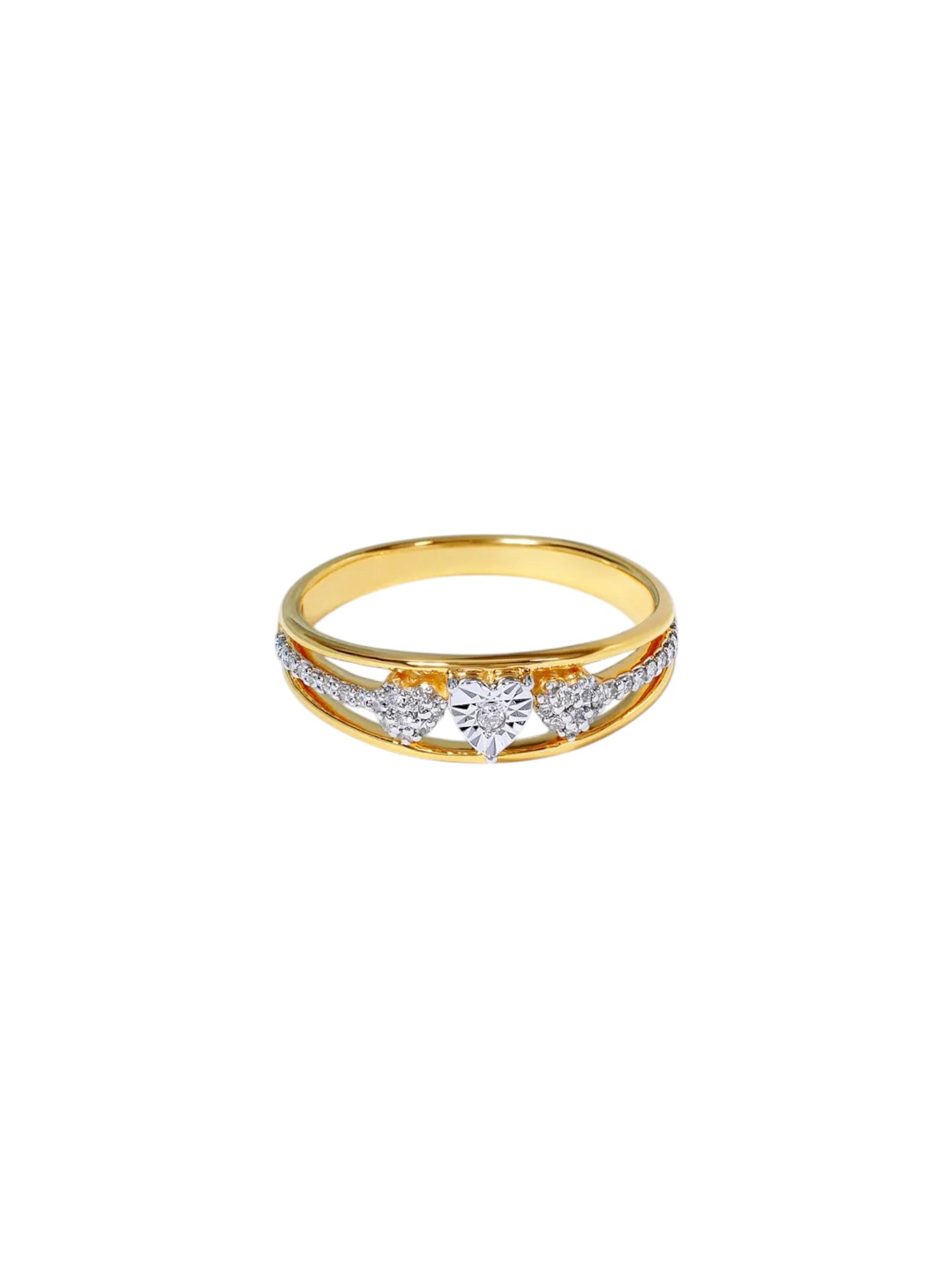Trendy Tree Heart Sterling Silver Gold Plated CZ Stone Light Weight Finger Ring For Women By Kesardeep Impex