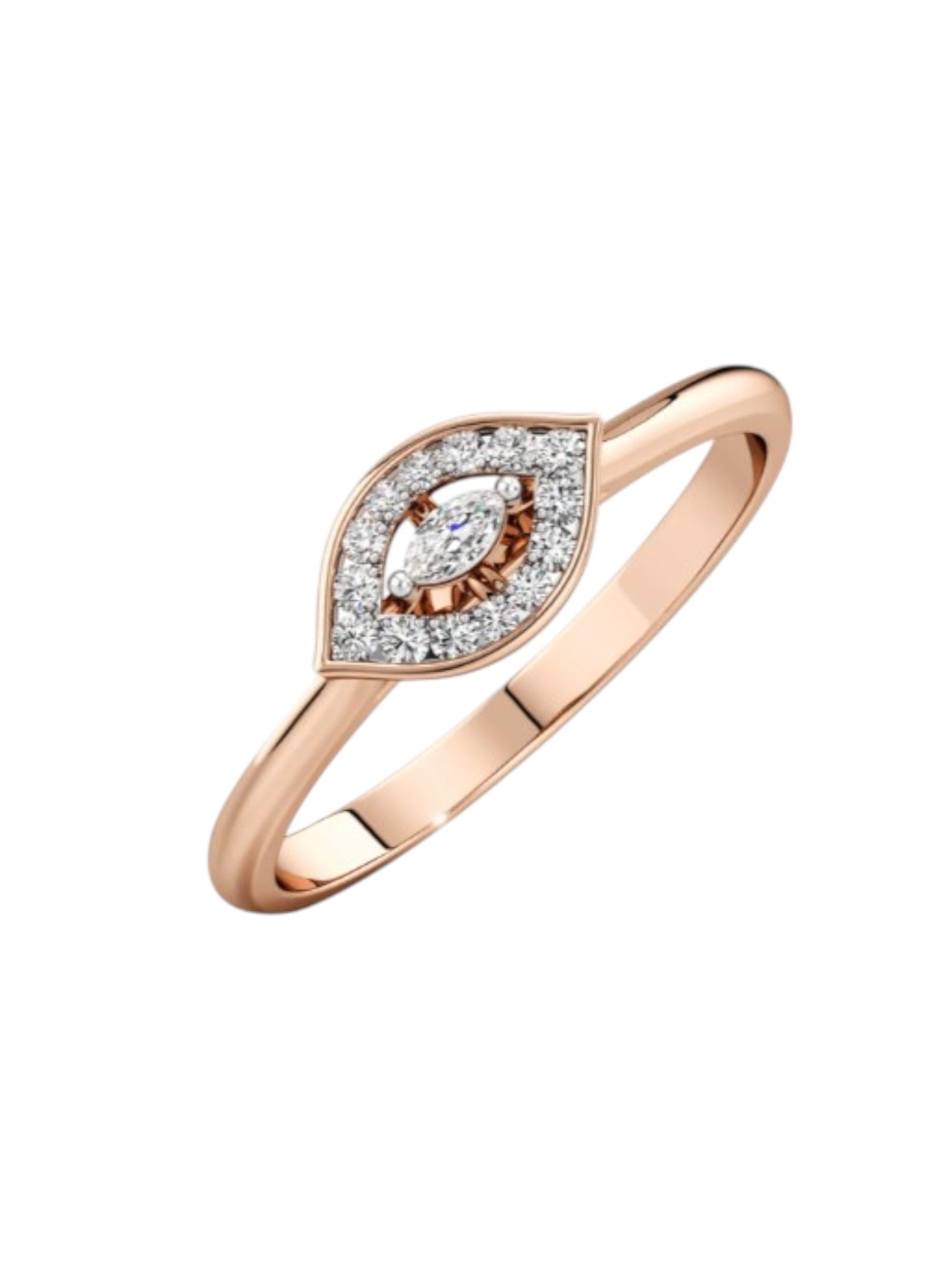 Trendy Evil Eye Rose Gold Plated CZ Stone Light Weight Silver Ring For Women By Kesardeep