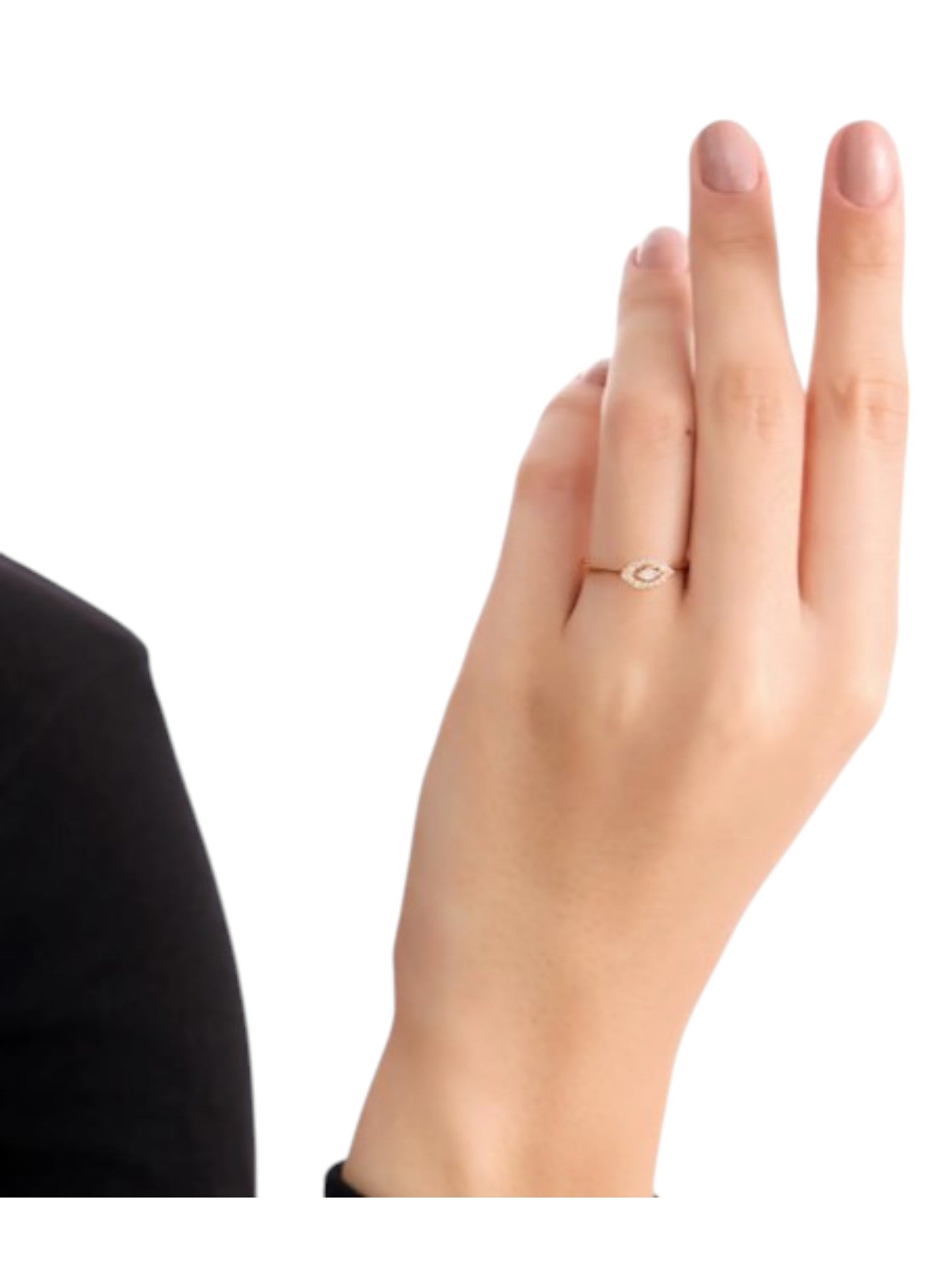 Trendy Evil Eye Rose Gold Plated CZ Stone Light Weight Silver Ring For Women By Kesardeep