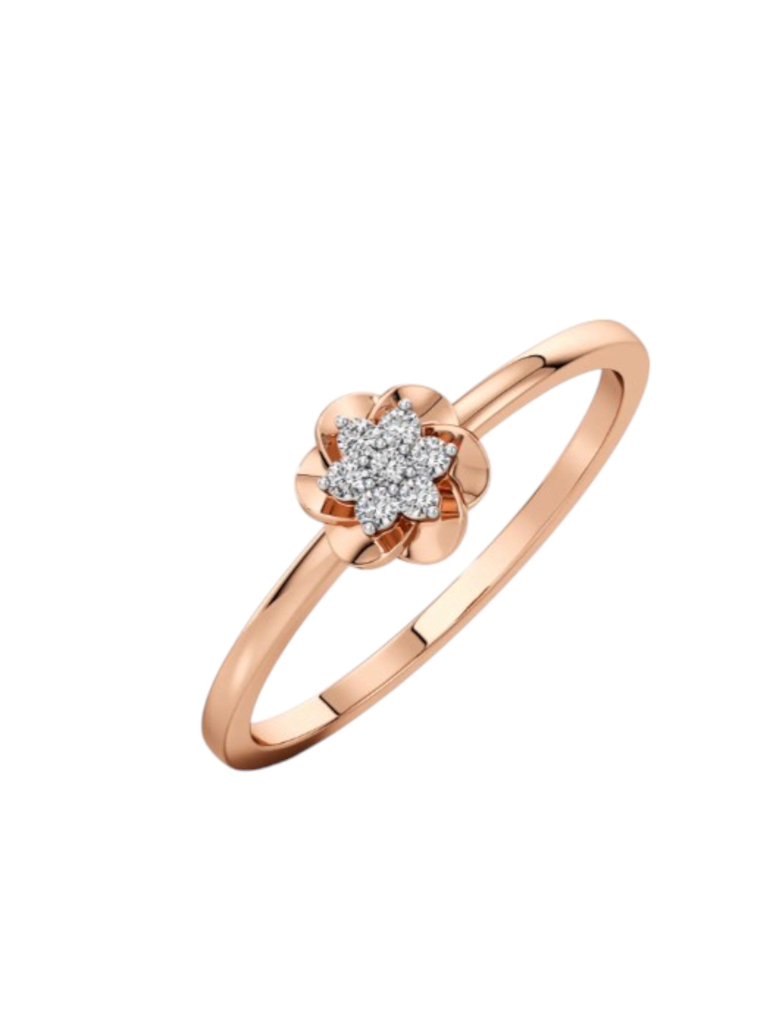 925 Floral Rose Gold Plated CZ Stone Light Weight Silver Ring For Women By Kesardeep