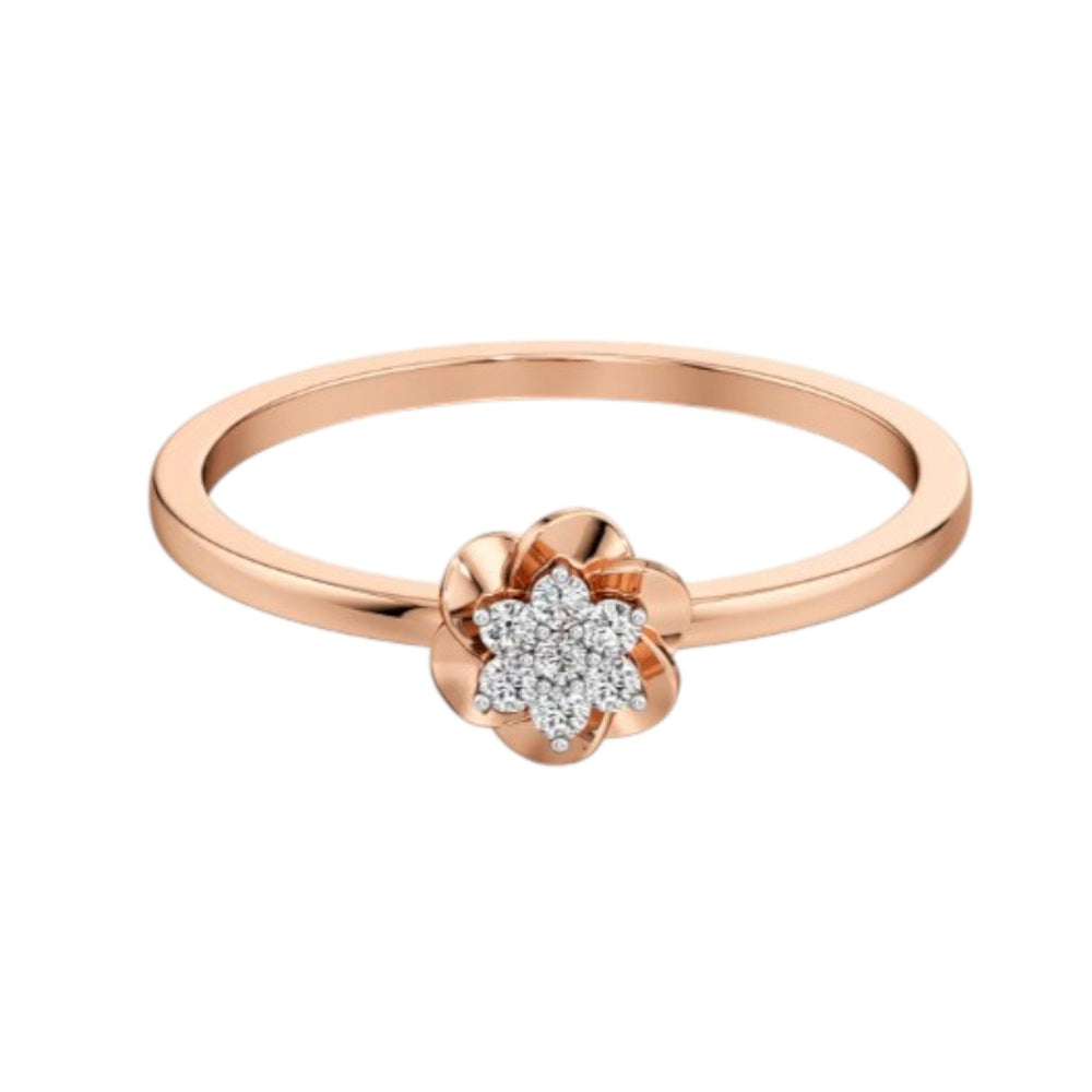 925 Floral Rose Gold Plated CZ Stone Light Weight Silver Ring For Women By Kesardeep