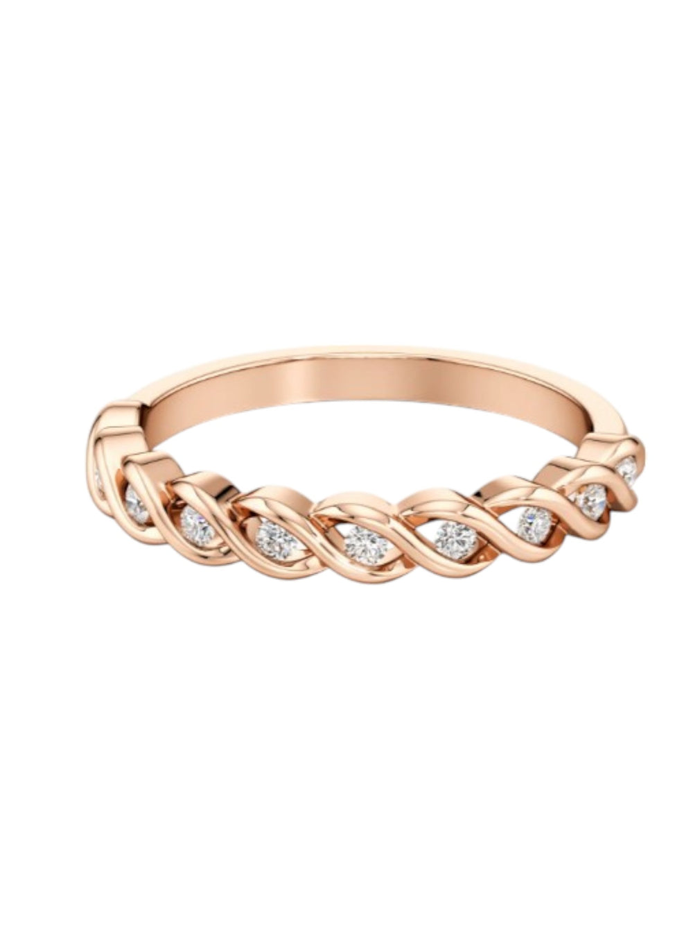 925 Sterling Silver Rose Gold Plated Light Weight CZ Stone Ring For Women By Kesardeep