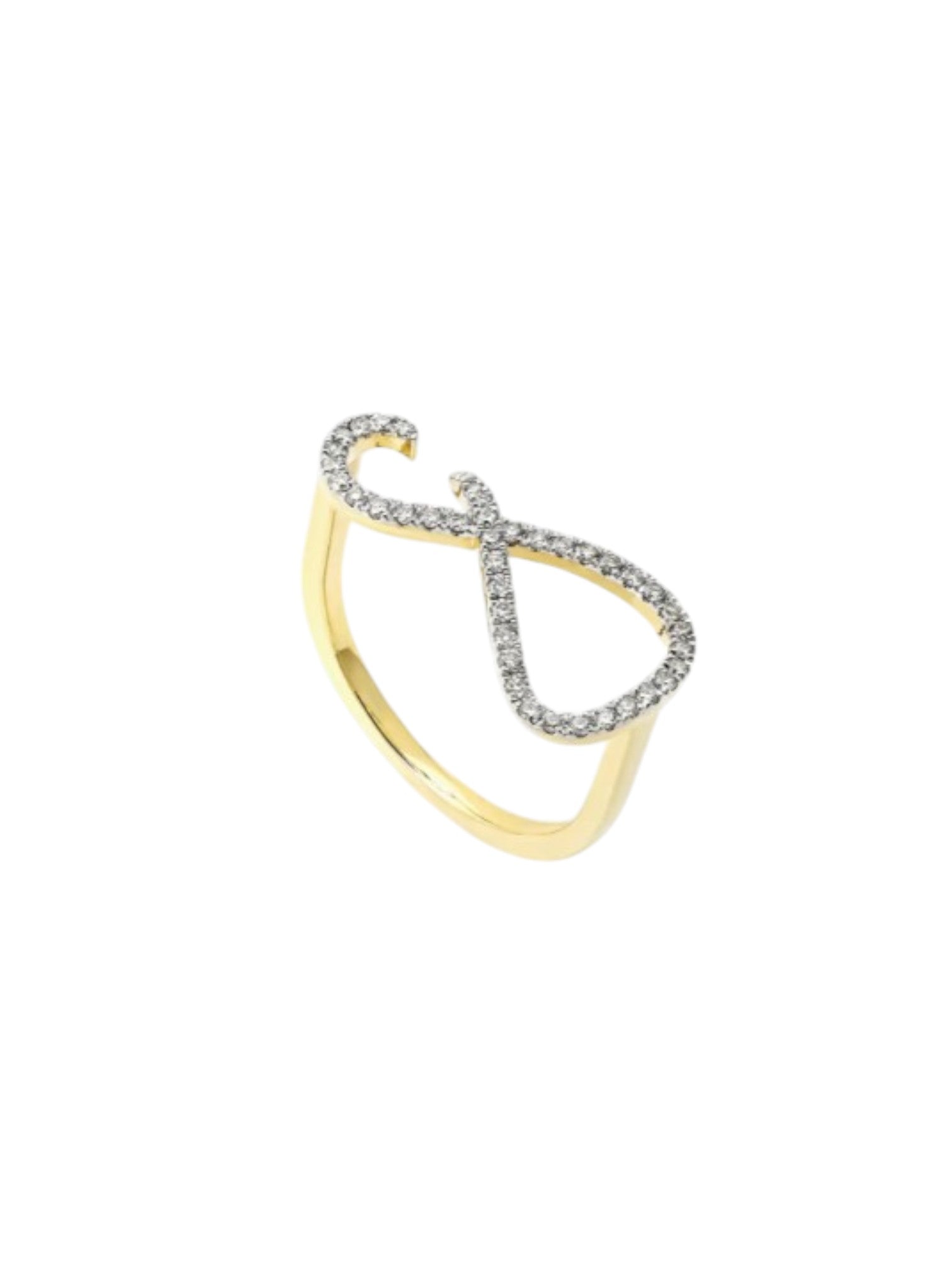Infinity Gold Plated Light Weight CZ Stone Sterling Silver  Ring For Women By Kesardeep